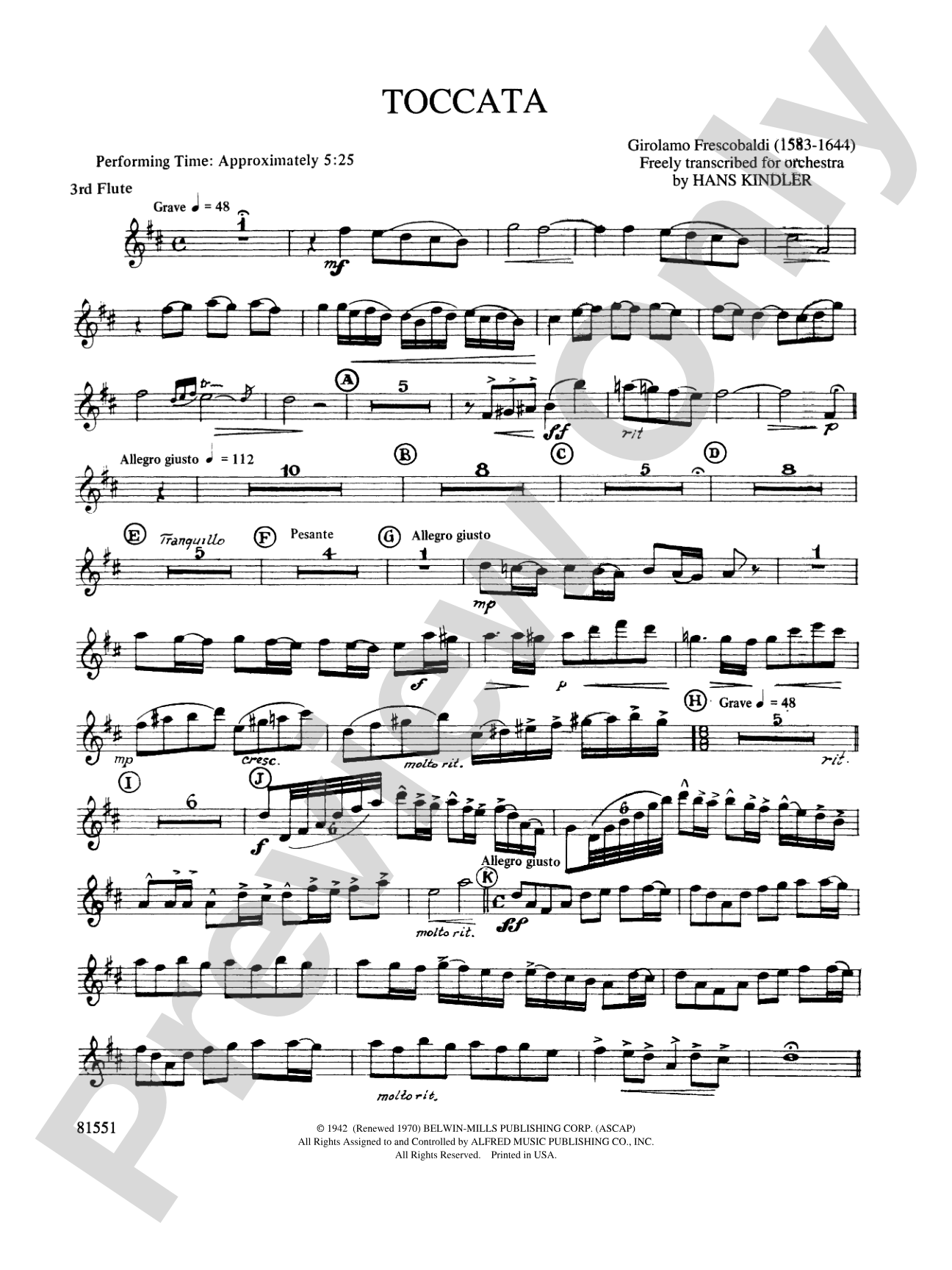 Toccata: 3rd Flute