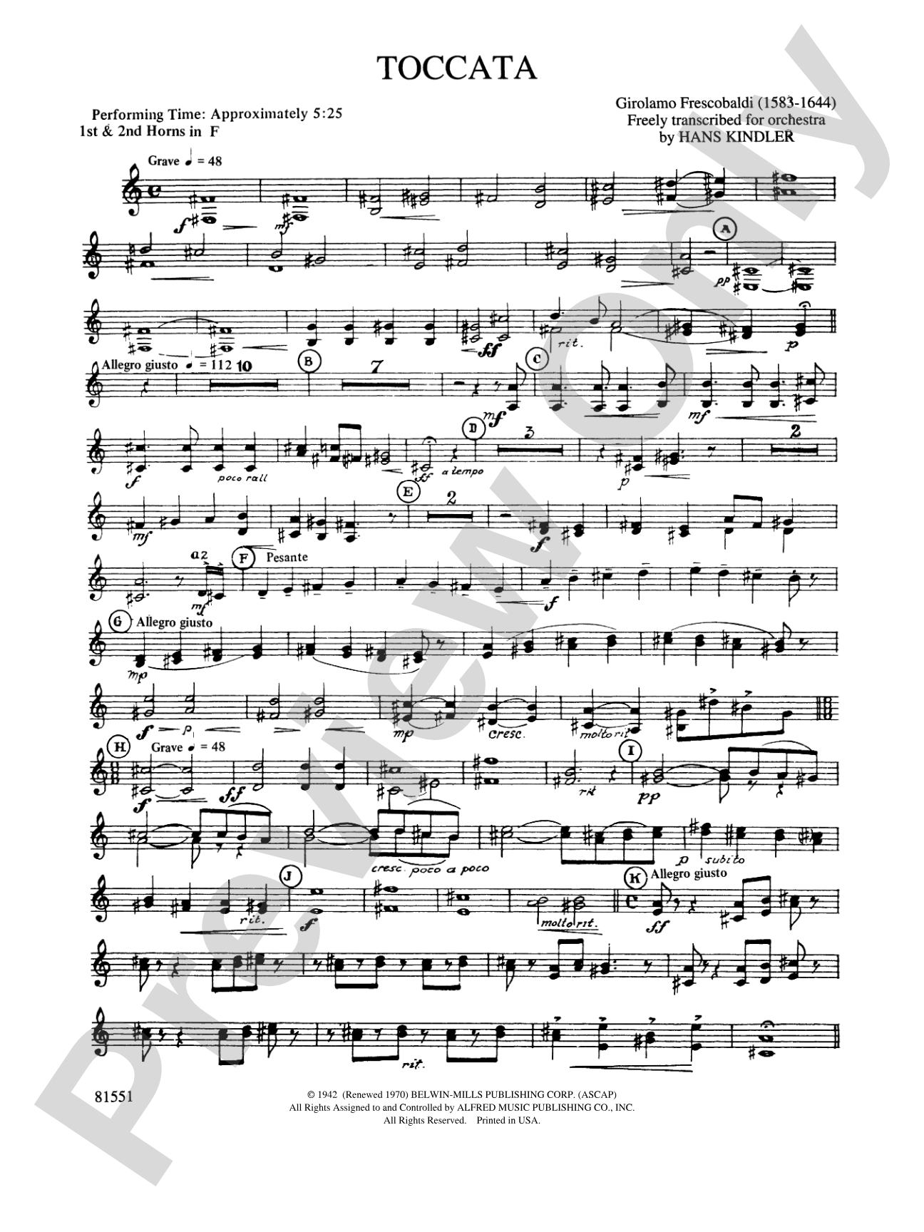 Toccata: 1st & 2nd F Horns