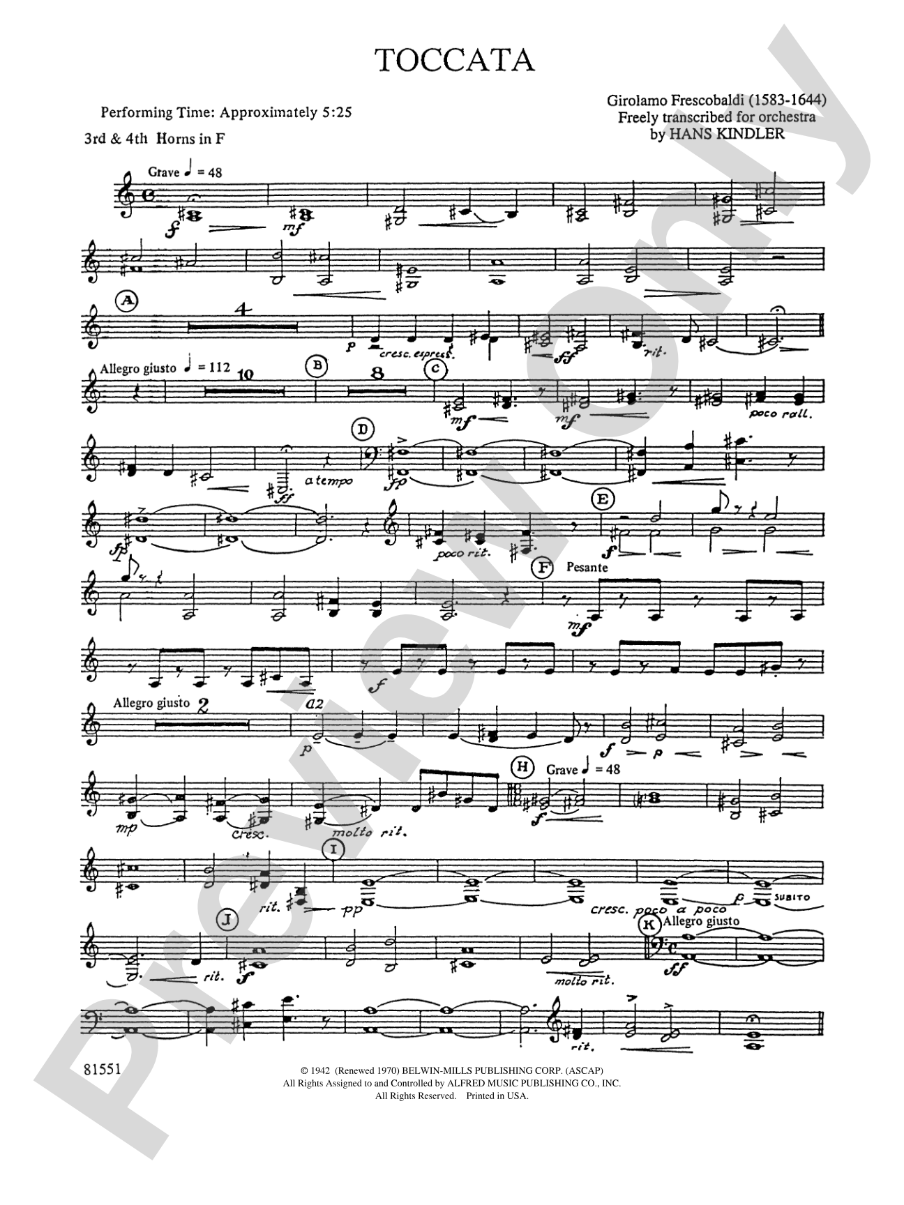 Toccata: 3rd & 4th F Horns