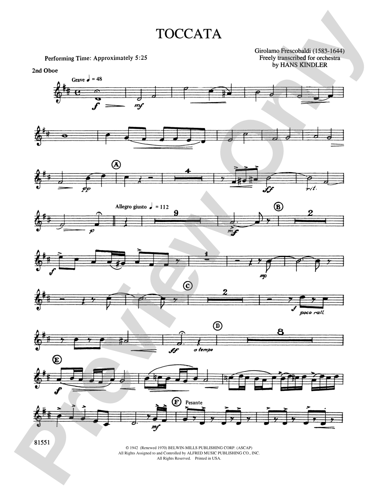 Toccata: 2nd Oboe