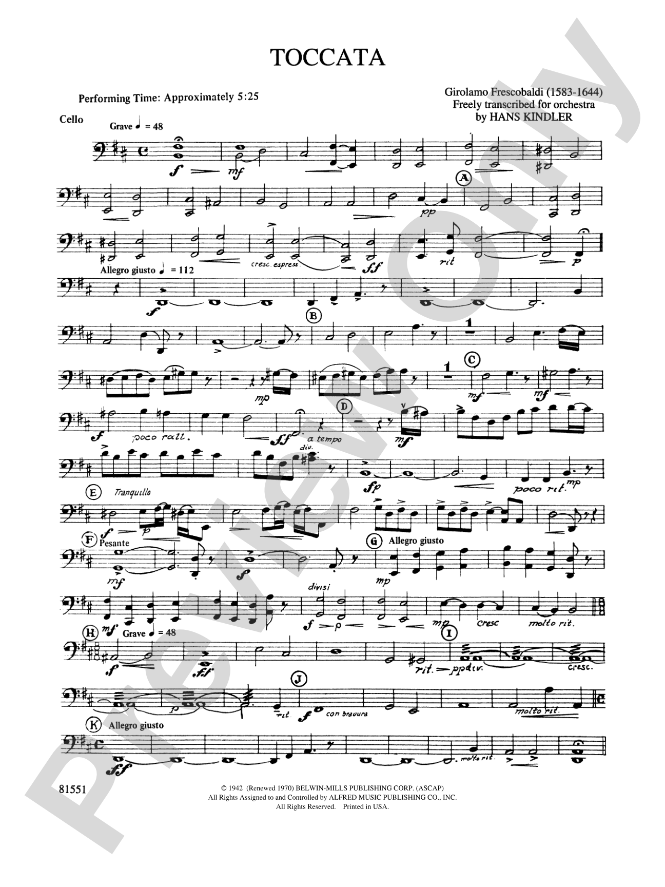 Toccata: Cello