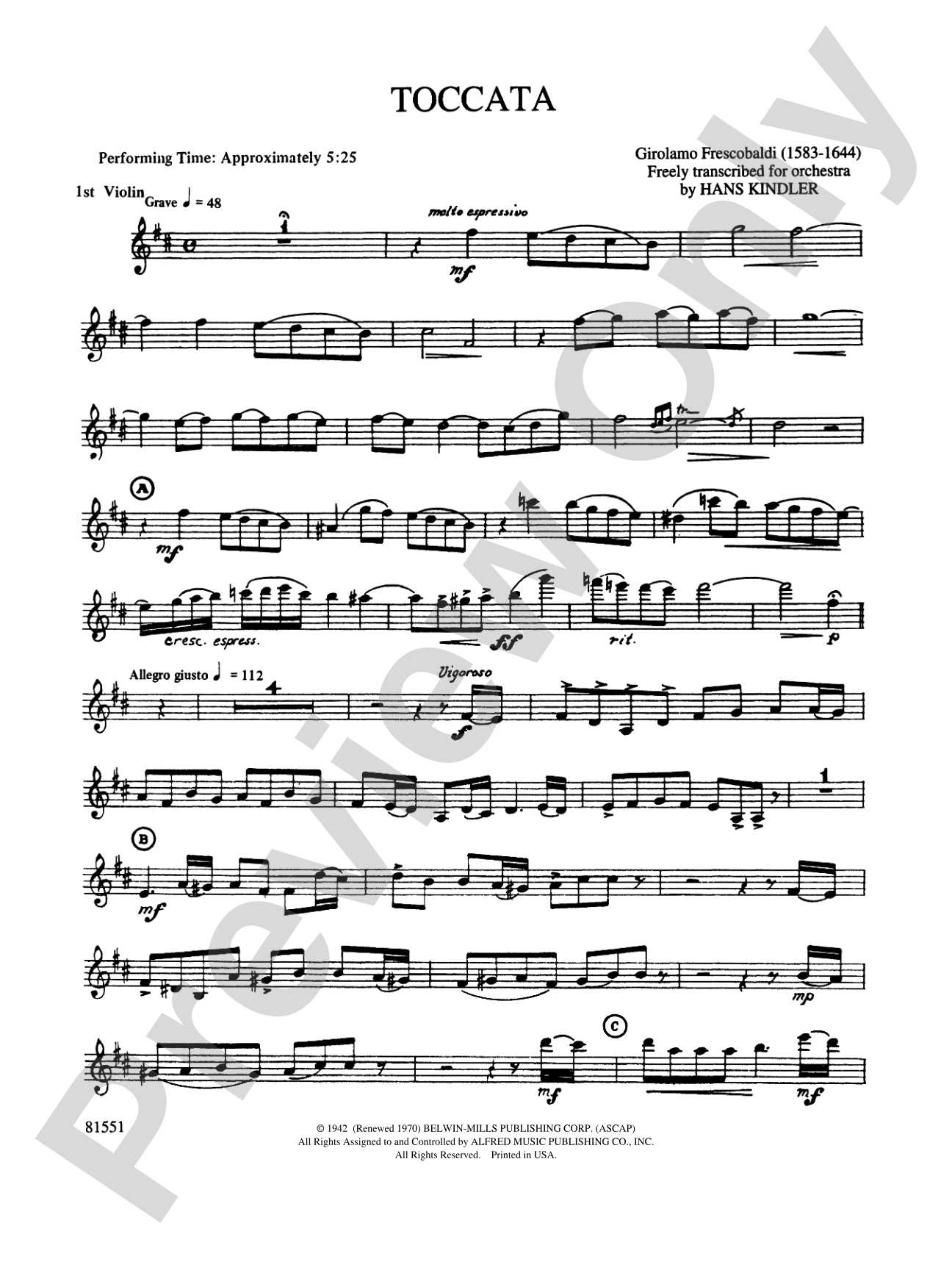 Toccata: 1st Violin