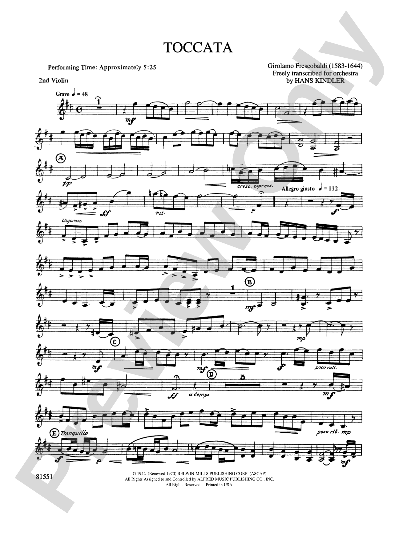Toccata: 2nd Violin