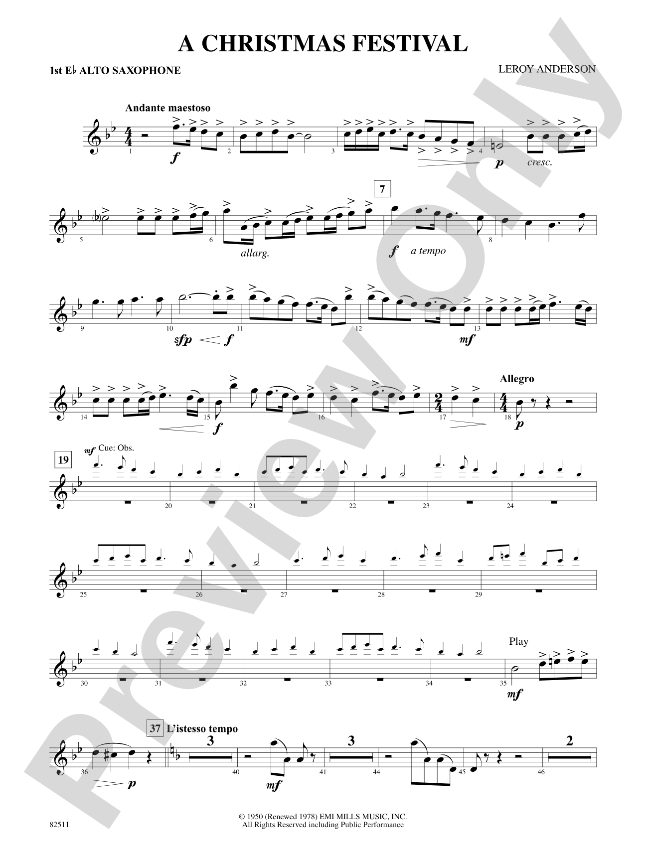 A Christmas Festival: E-flat Alto Saxophone