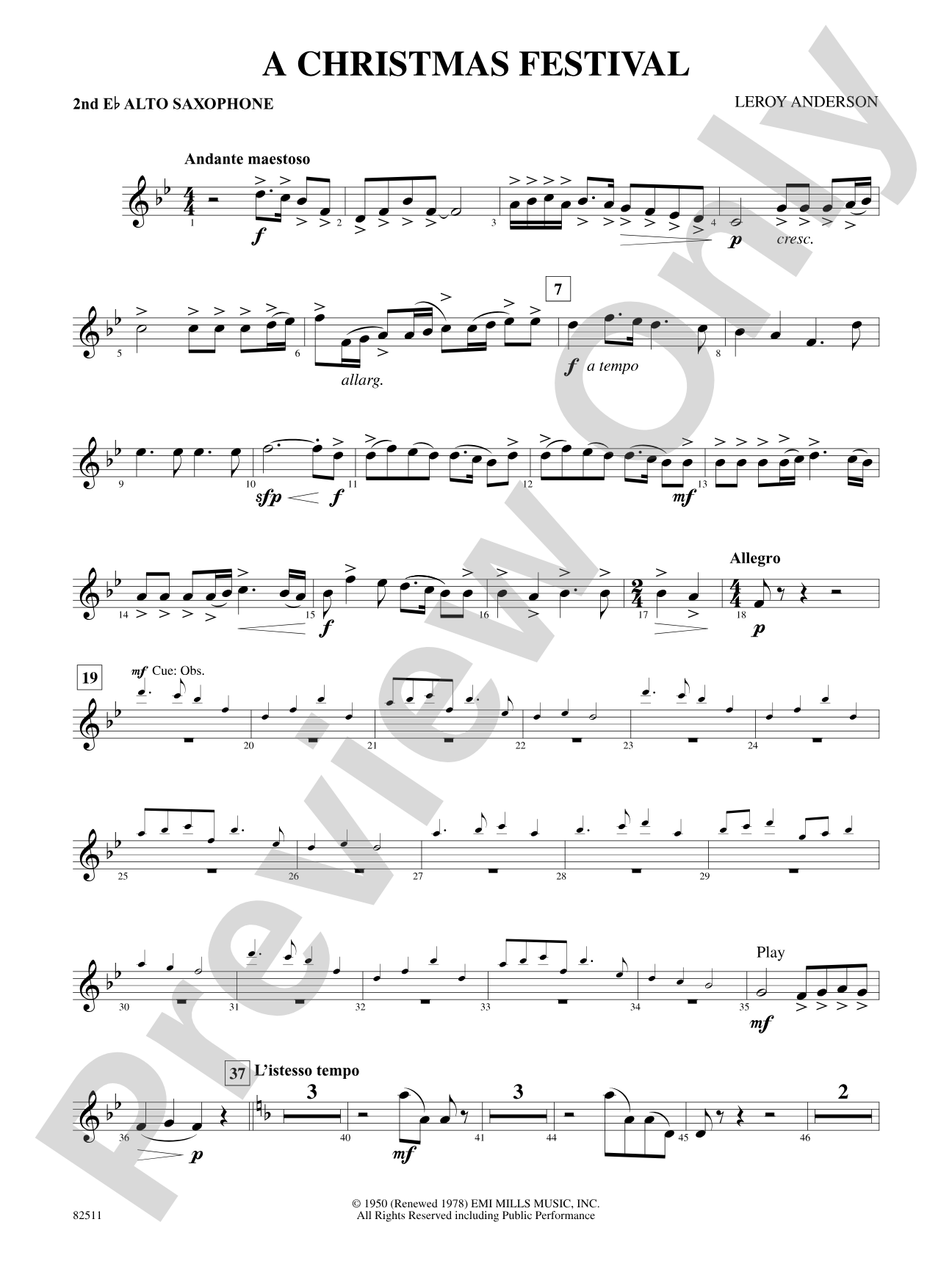 A Christmas Festival: 2nd E-flat Alto Saxophone