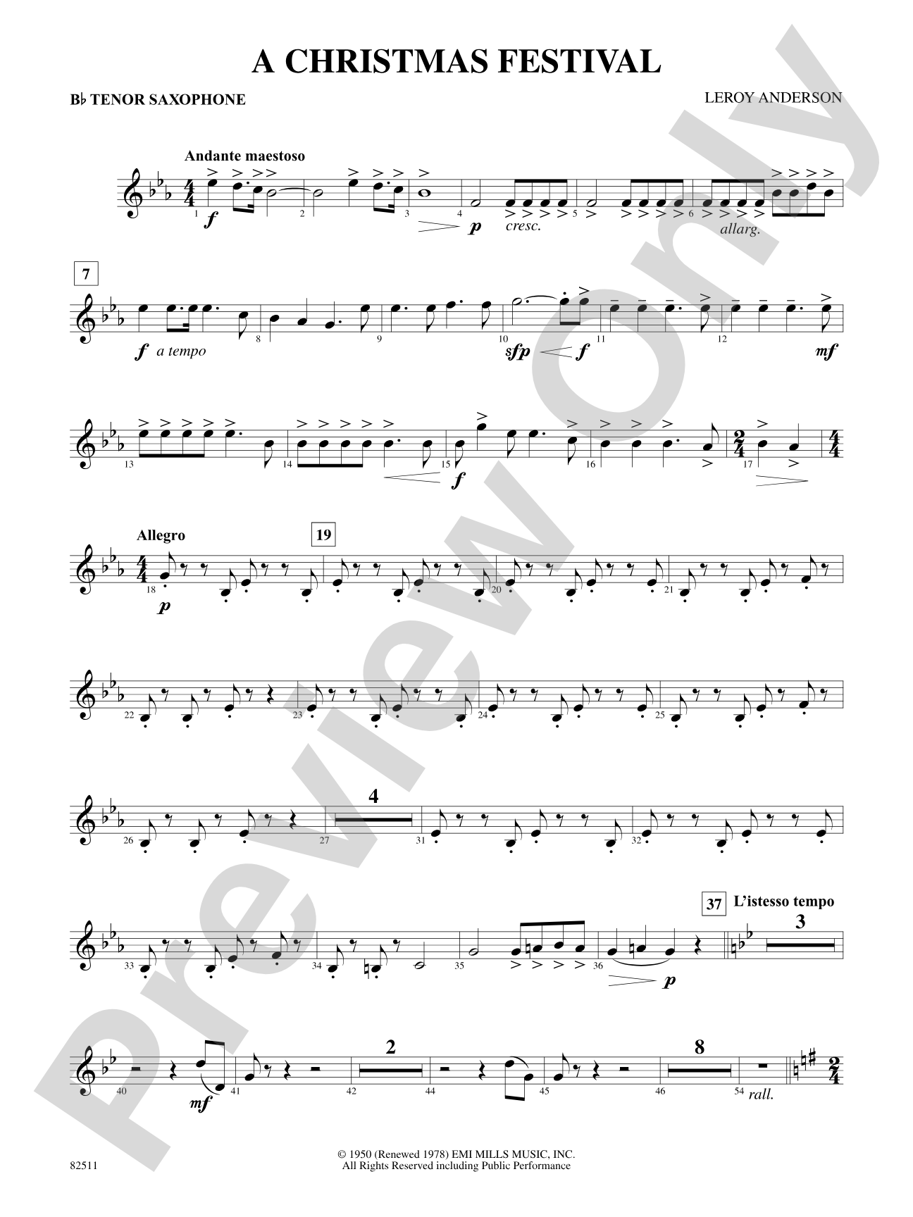 A Christmas Festival: B-flat Tenor Saxophone