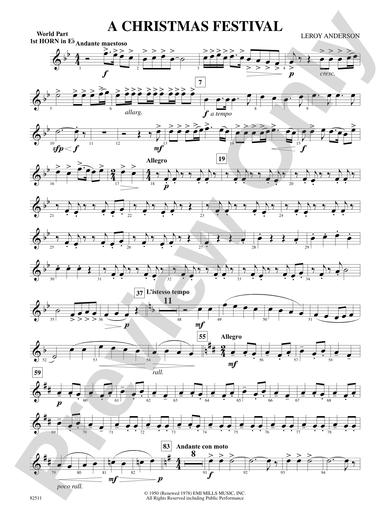 A Christmas Festival: (wp) 1st Horn in E-flat