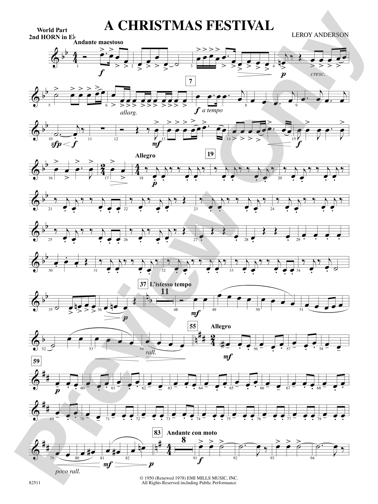 A Christmas Festival: (wp) 2nd Horn in E-flat