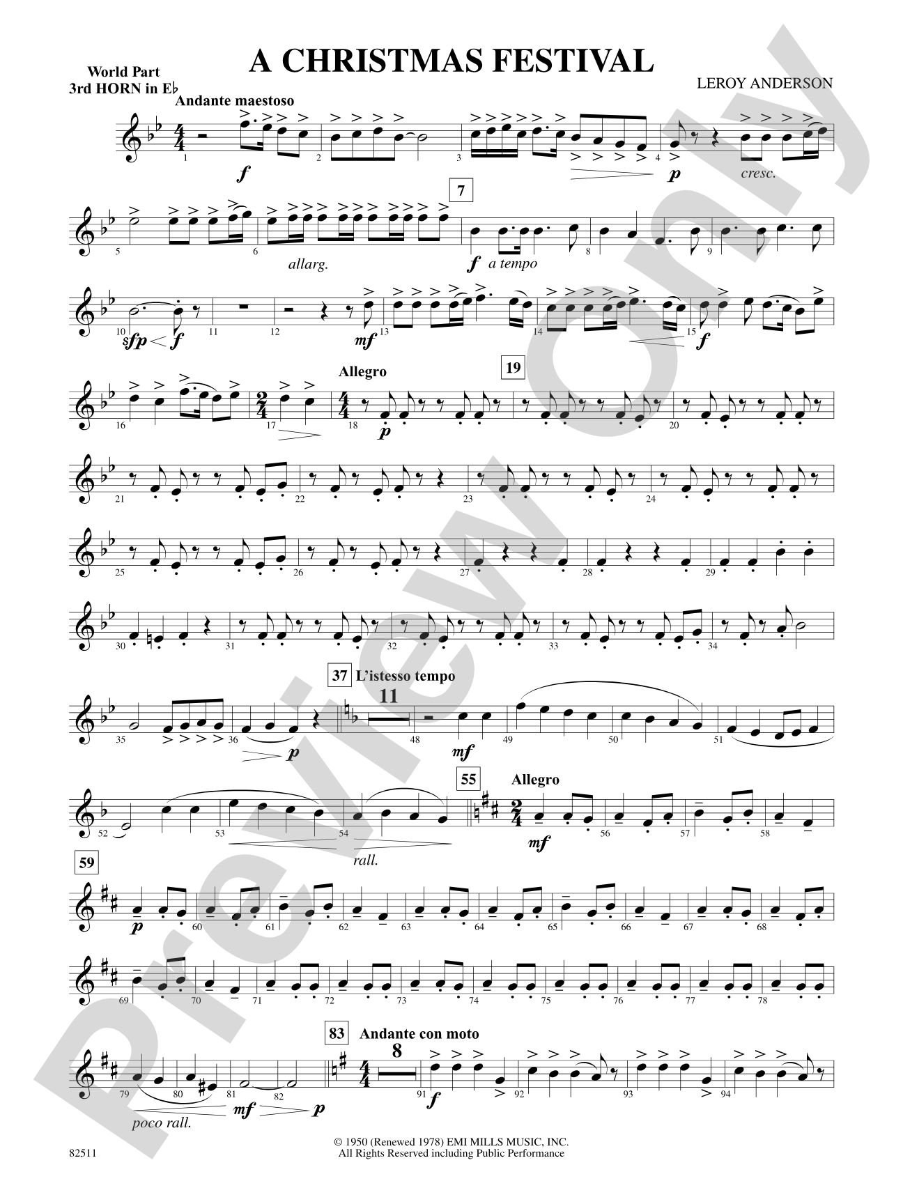 A Christmas Festival: (wp) 3rd Horn in E-flat