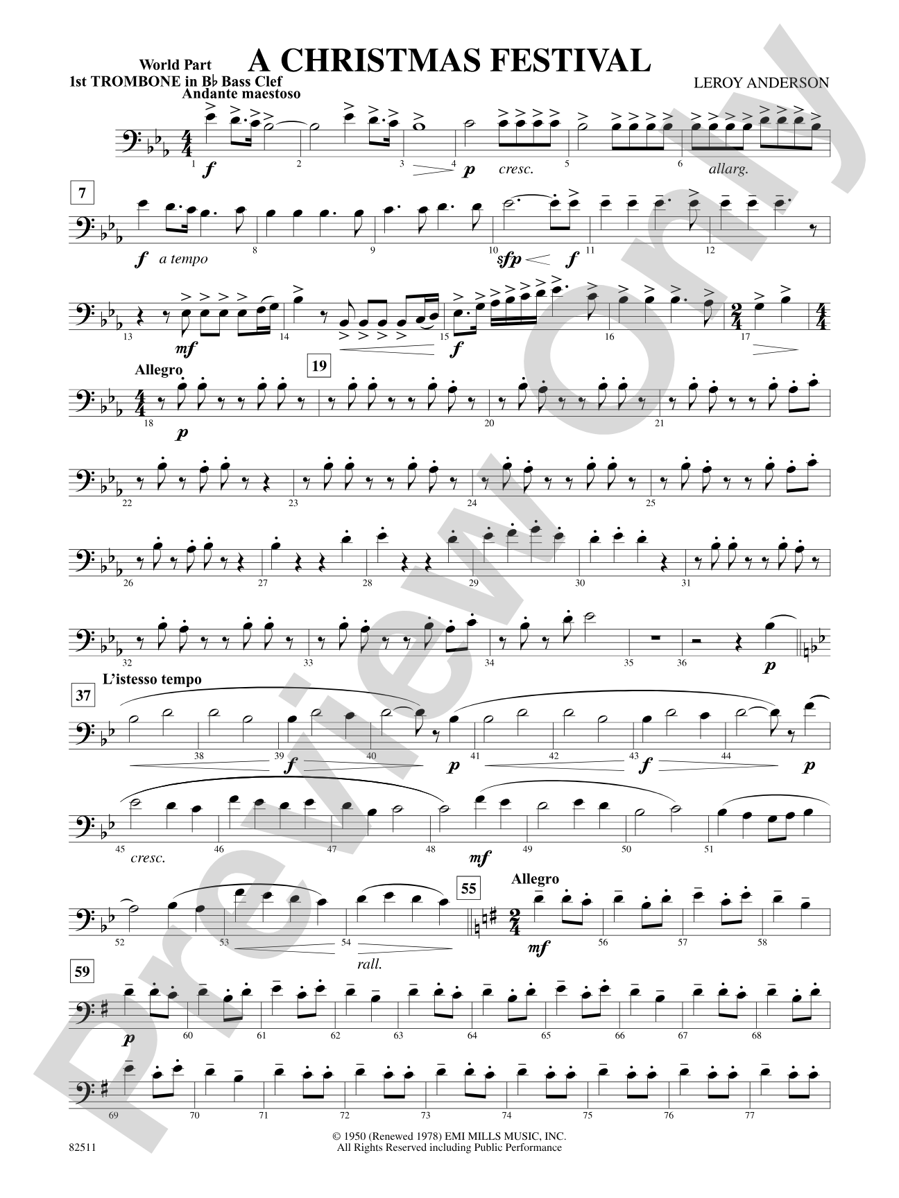 A Christmas Festival: (wp) 1st B-flat Trombone B.C.