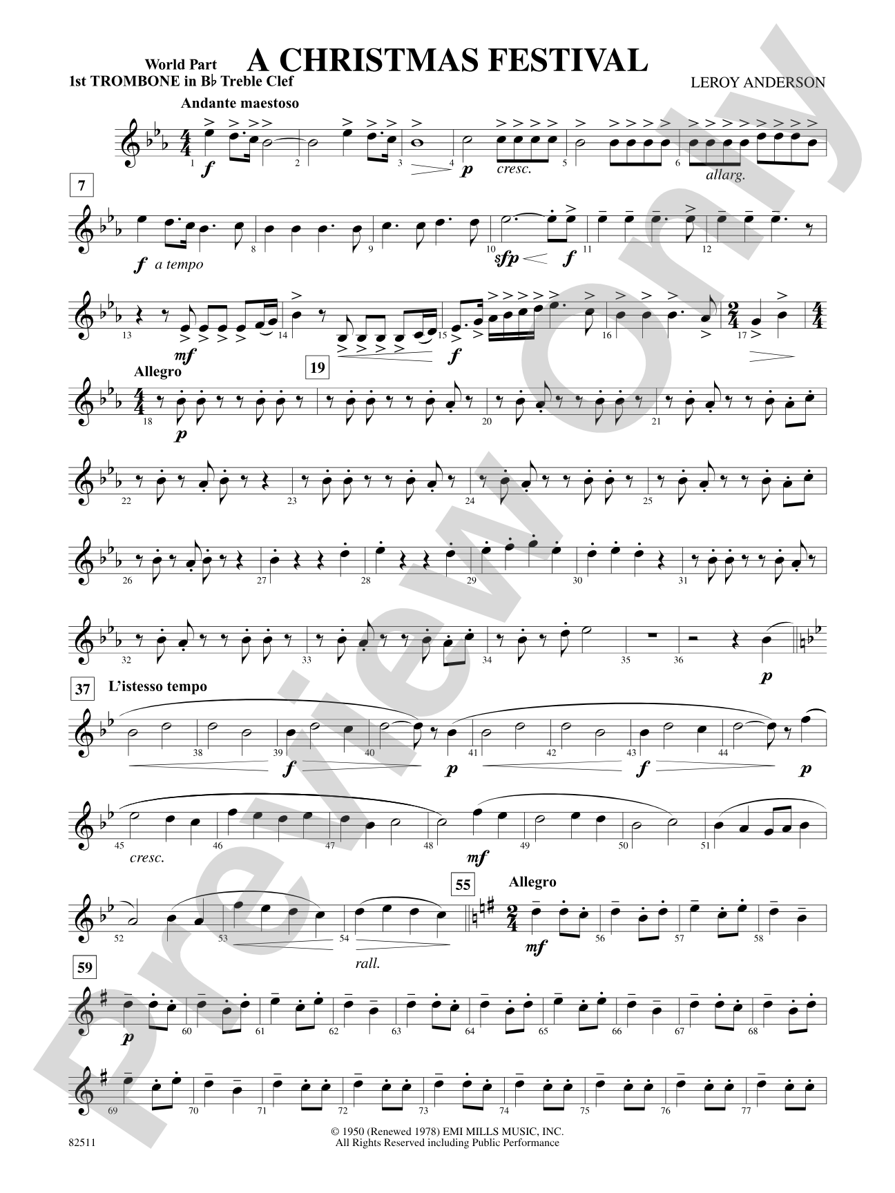 A Christmas Festival: (wp) 1st B-flat Trombone T.C.