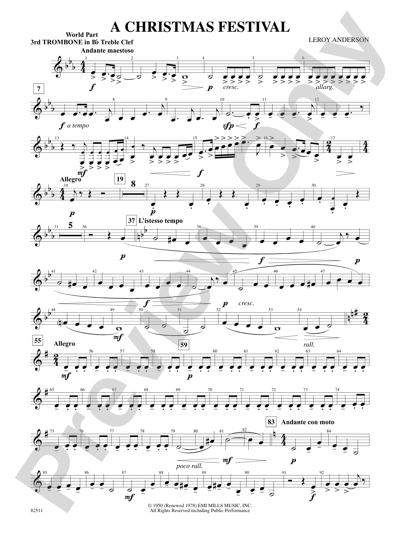 A Christmas Festival: (wp) 3rd B-flat Trombone T.C.