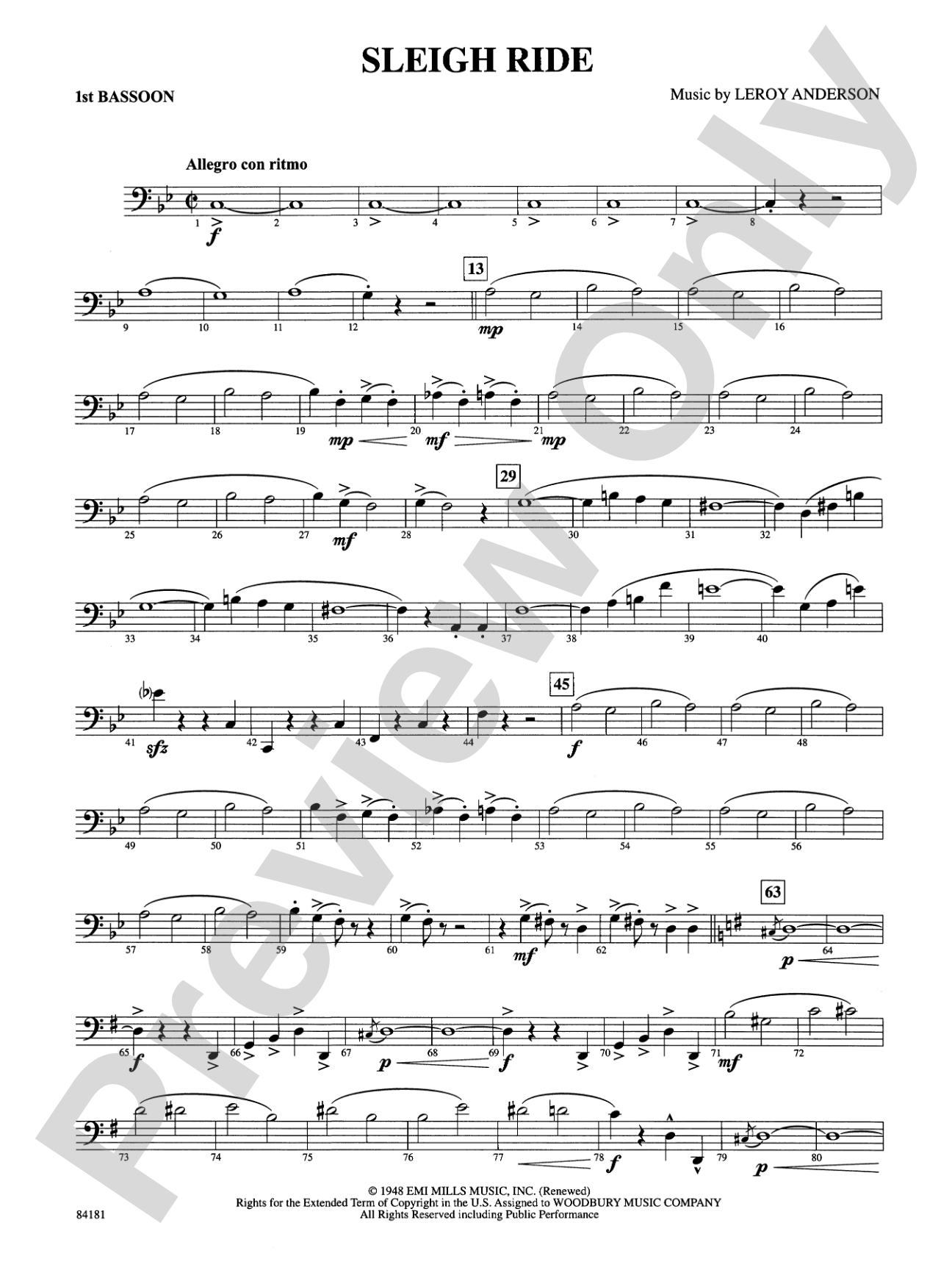 Sleigh Ride: Bassoon