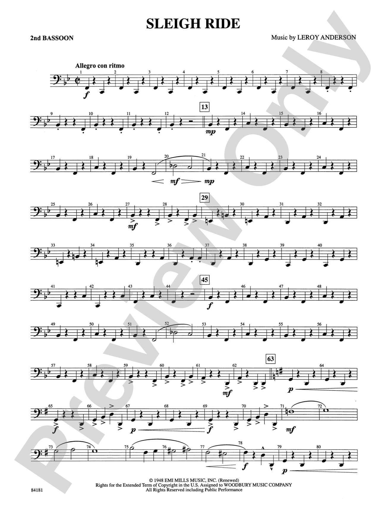 Sleigh Ride: 2nd Bassoon