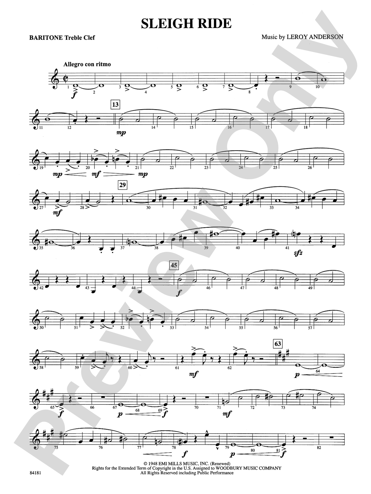 Sleigh Ride: Baritone T.C.