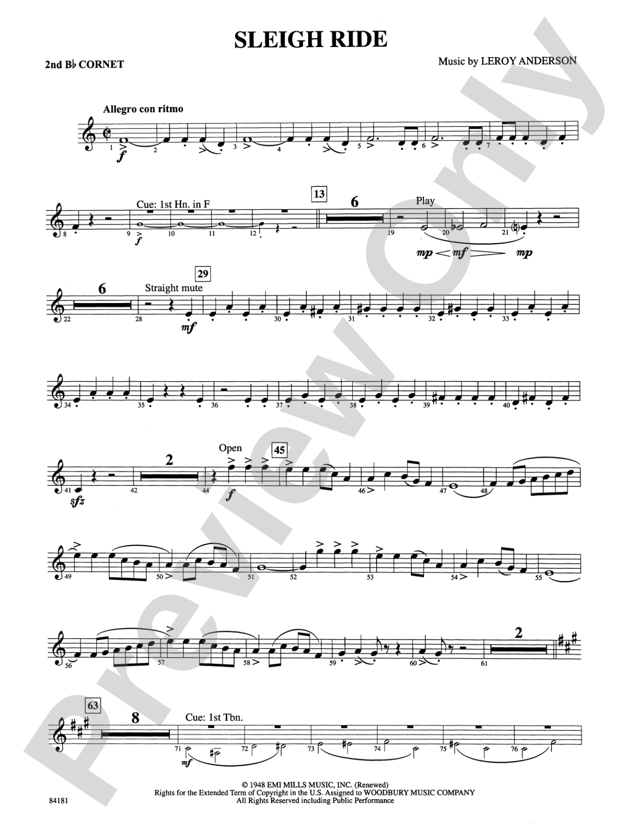 Sleigh Ride: 2nd B-flat Cornet