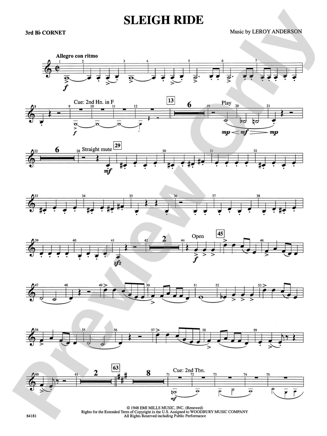 Sleigh Ride: 3rd B-flat Cornet