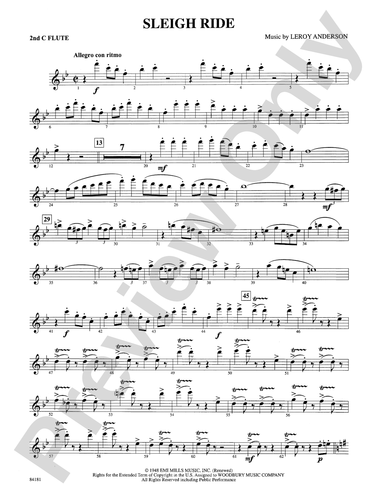 Sleigh Ride: 2nd Flute