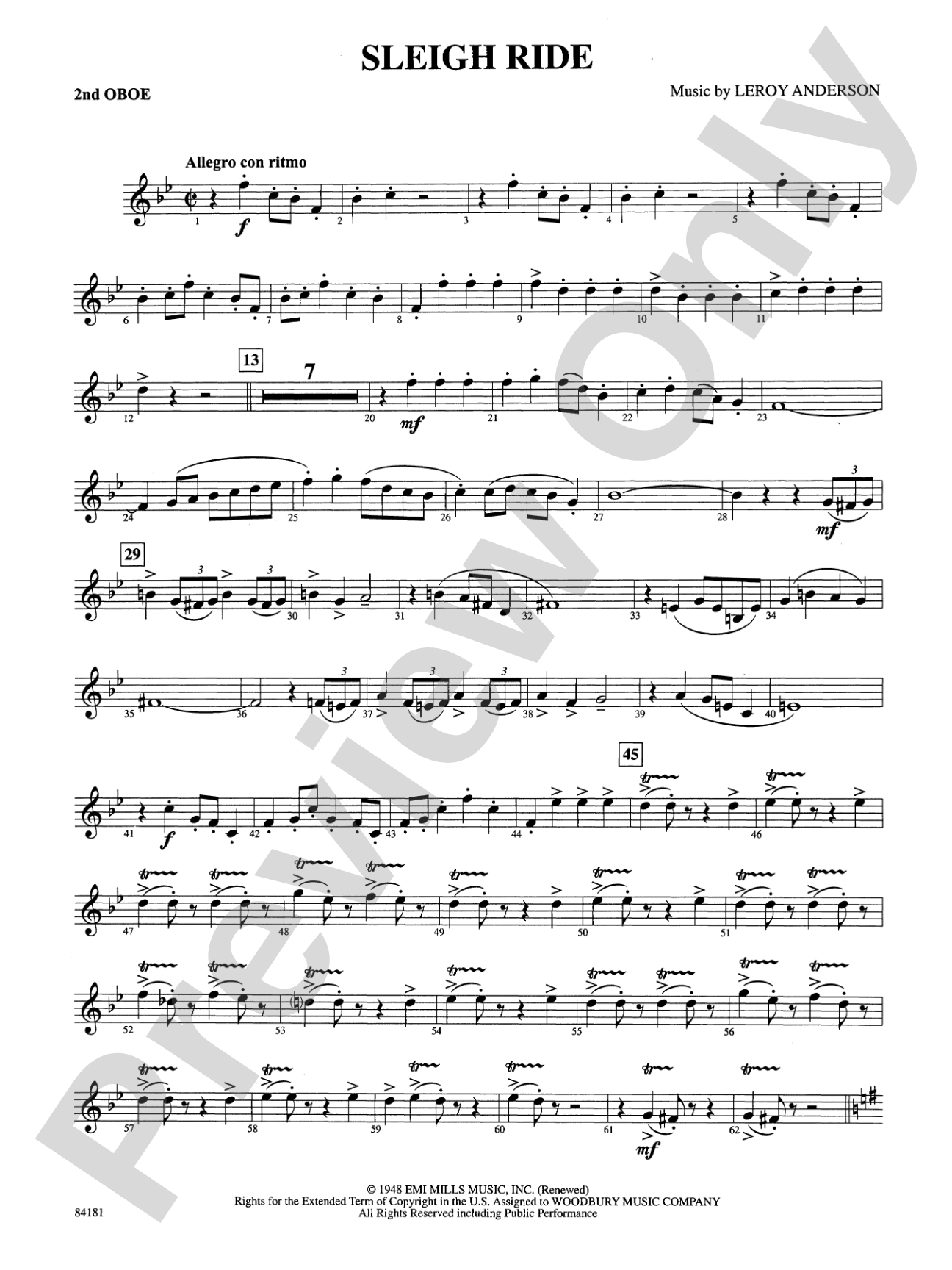 Sleigh Ride: 2nd Oboe