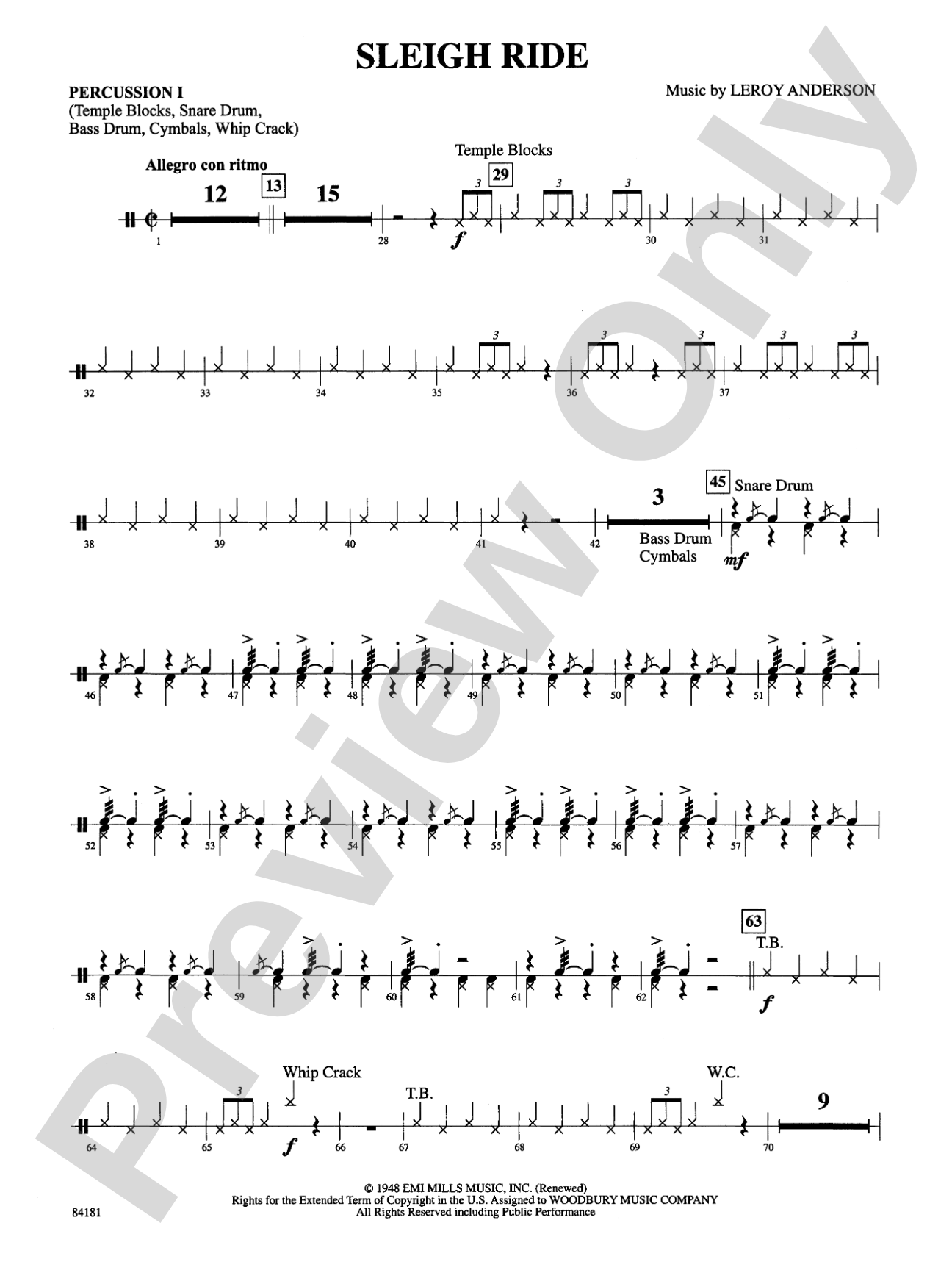 Sleigh Ride: 1st Percussion