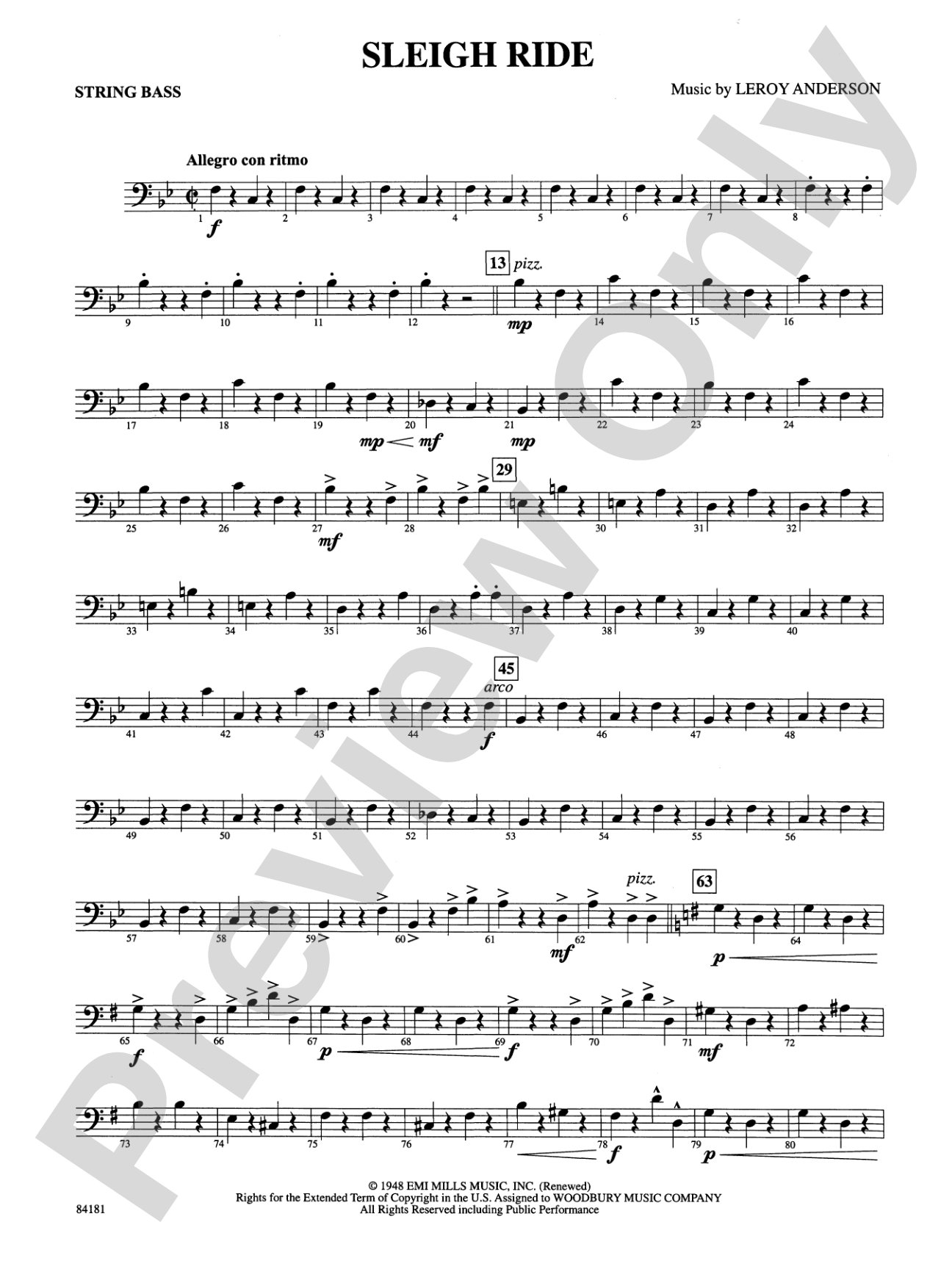 Sleigh Ride: String Bass