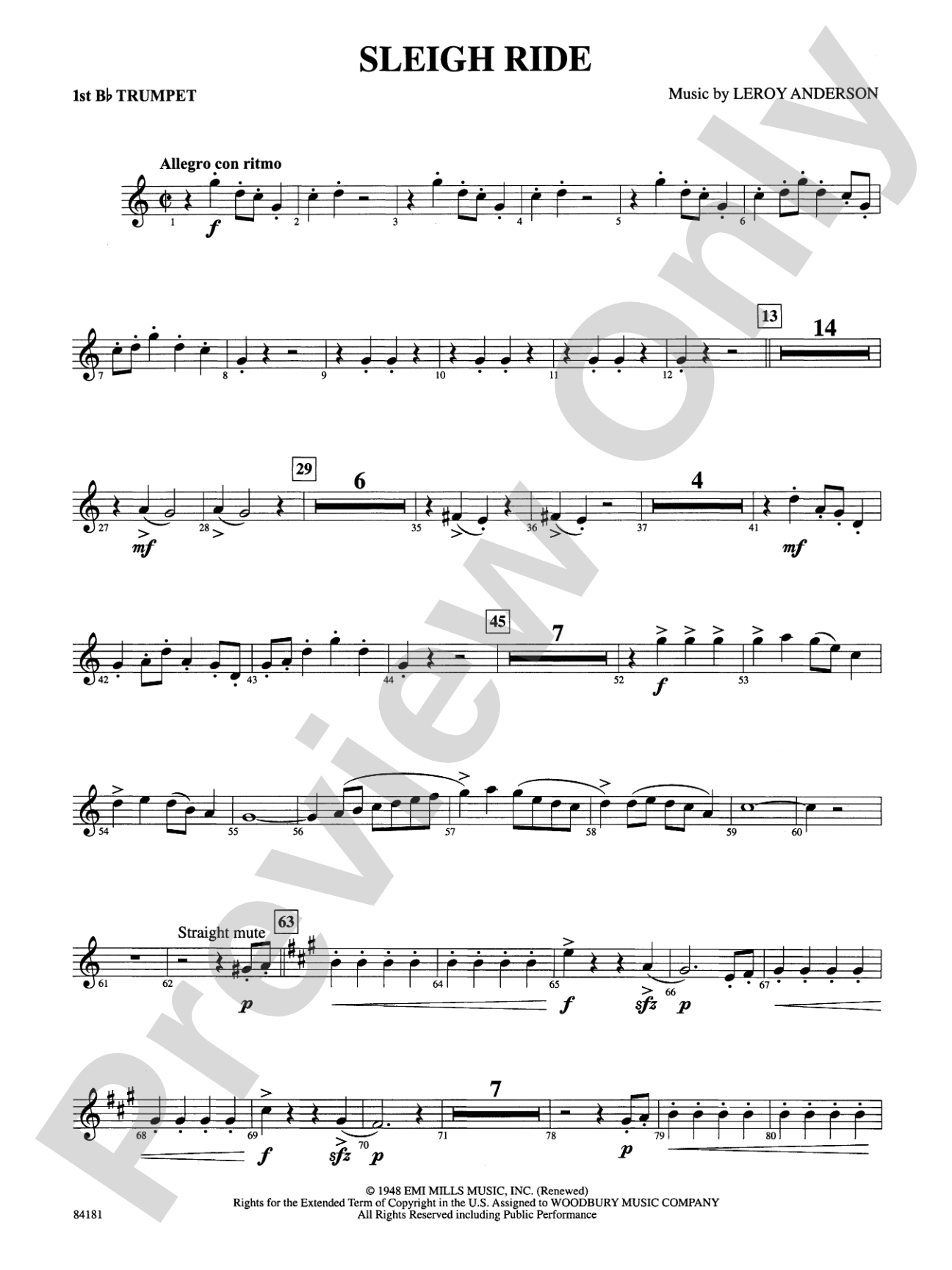 Sleigh Ride: 1st B-flat Trumpet