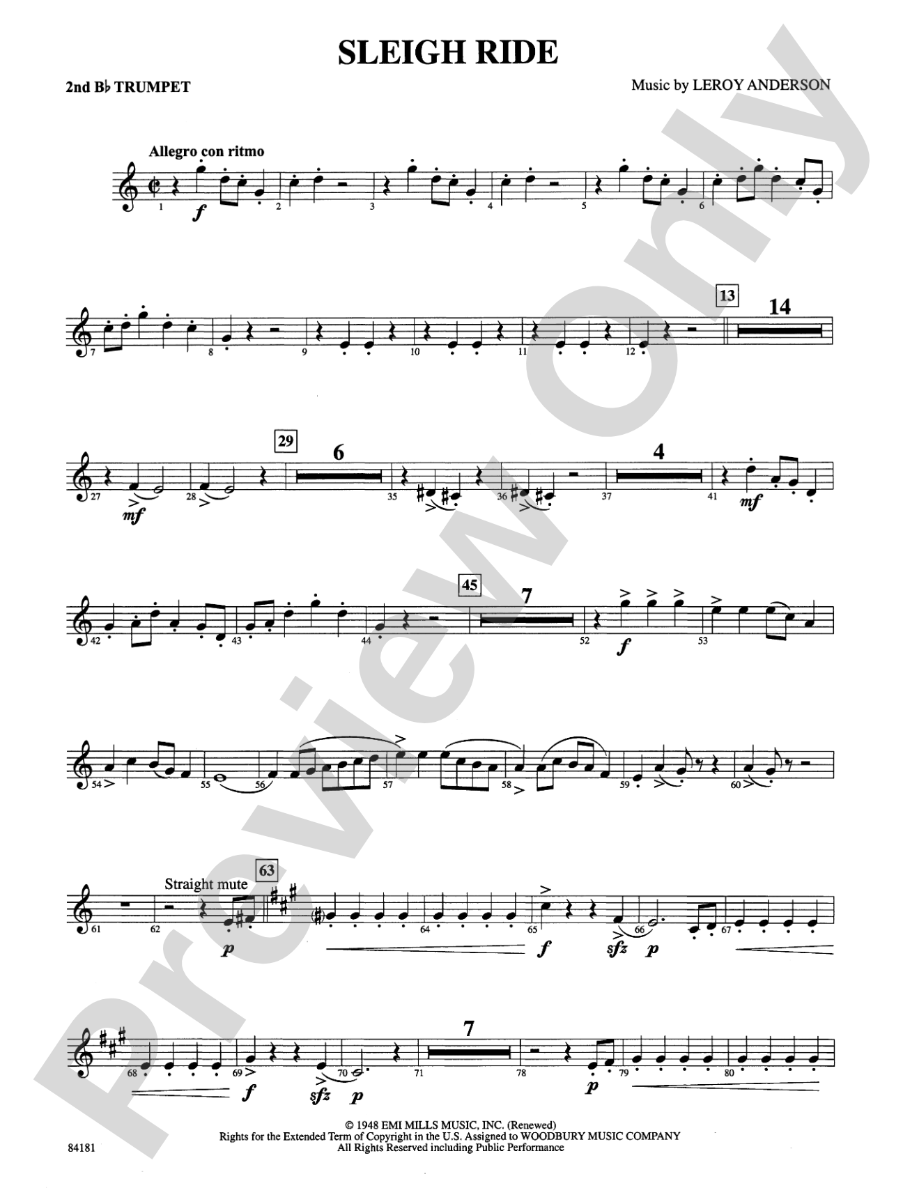 Sleigh Ride: 2nd B-flat Trumpet
