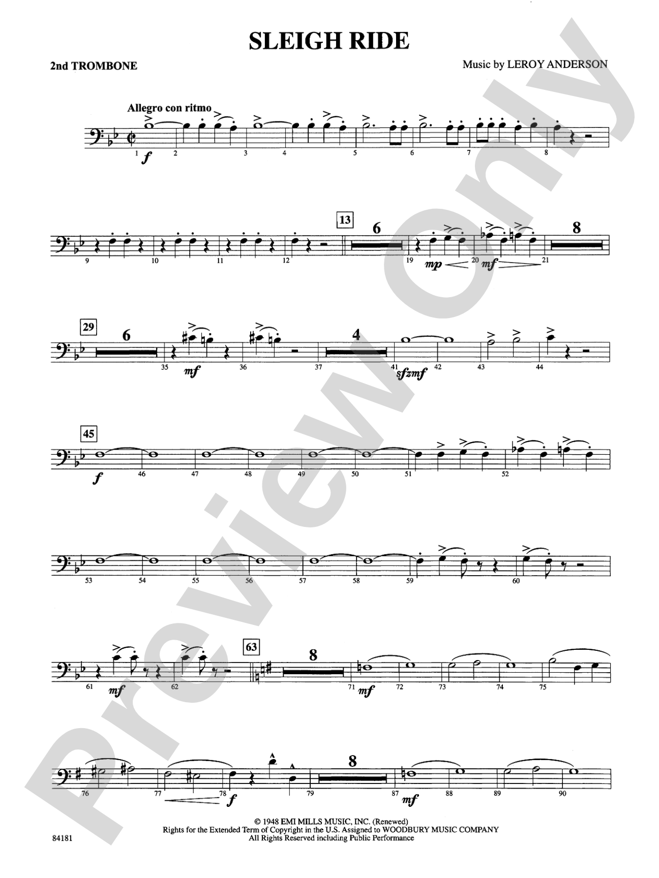 Sleigh Ride: 2nd Trombone