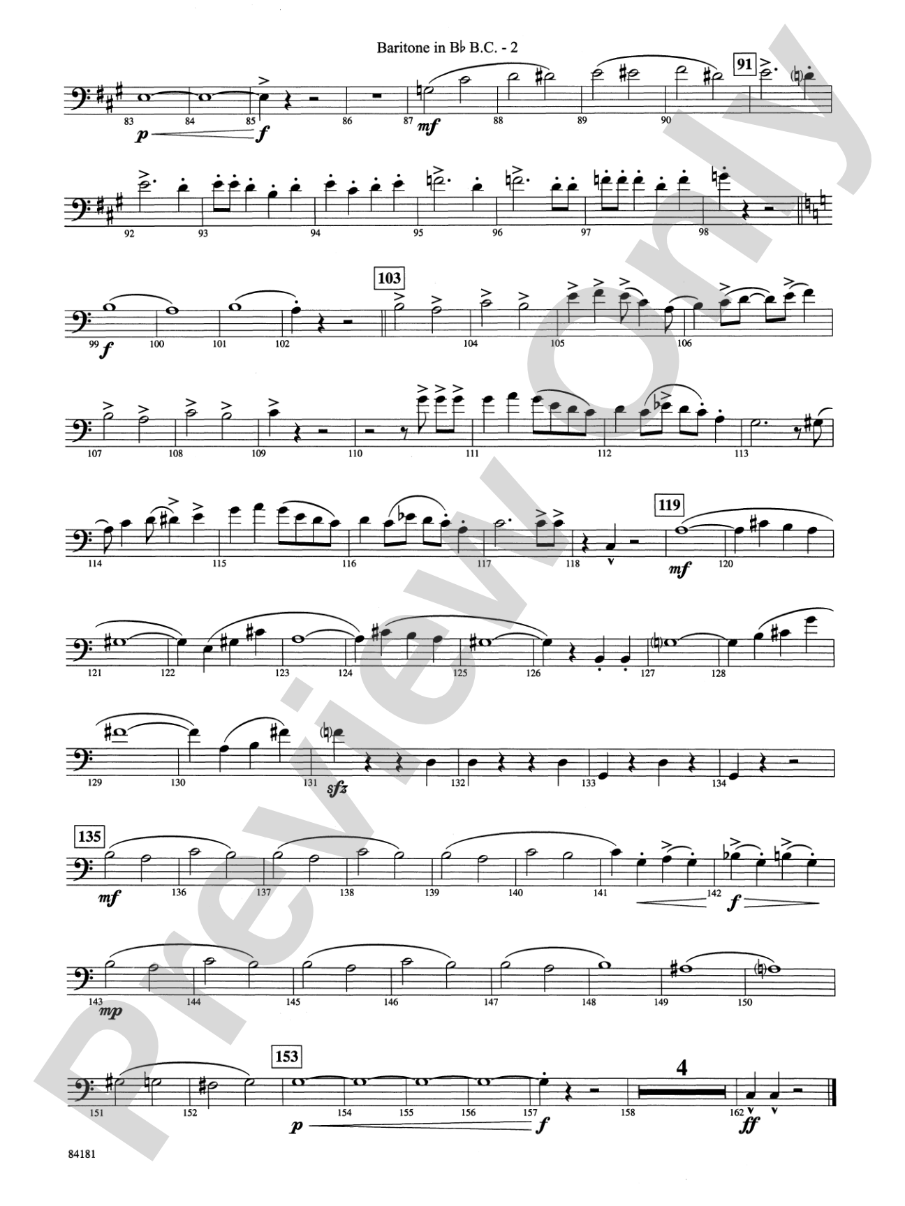 Sleigh Ride: (wp) B-flat Baritone B.C.
