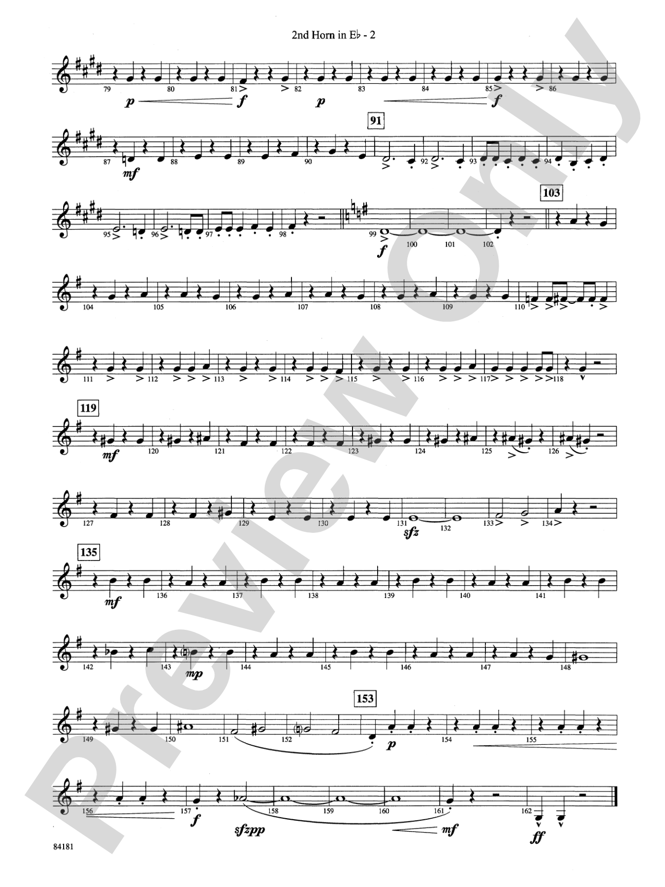 Sleigh Ride: (wp) 2nd Horn in E-flat