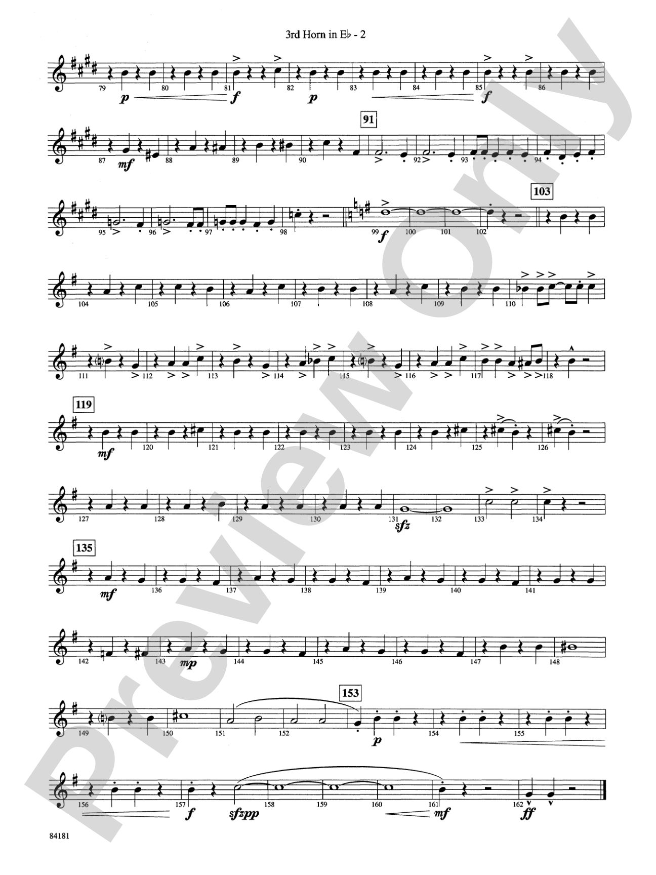 Sleigh Ride: (wp) 3rd Horn in E-flat