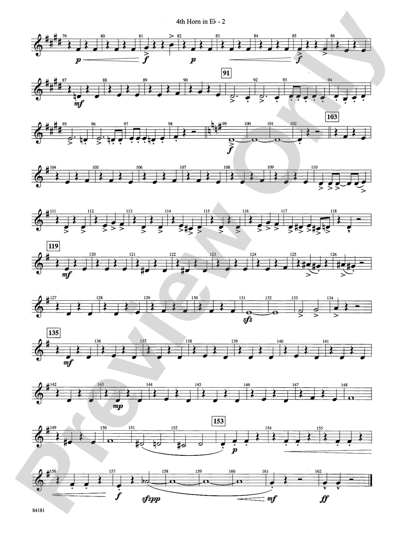 Sleigh Ride: (wp) 4th Horn in E-flat