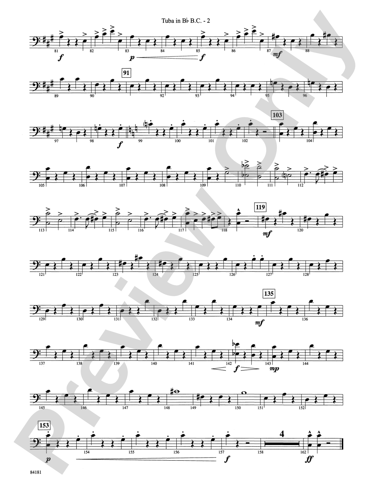 Sleigh Ride: (wp) B-flat Tuba B.C.