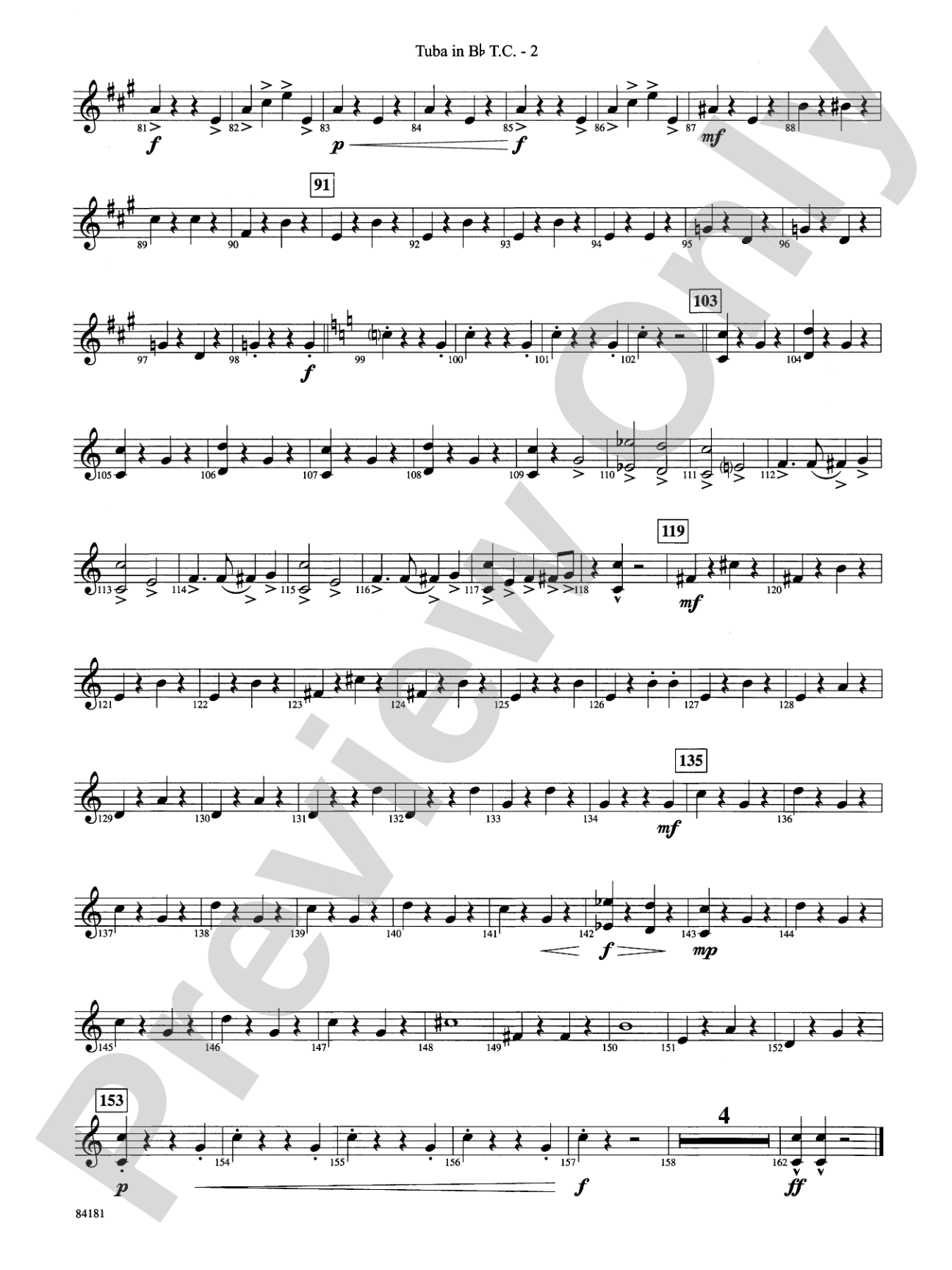Sleigh Ride: (wp) B-flat Tuba T.C.