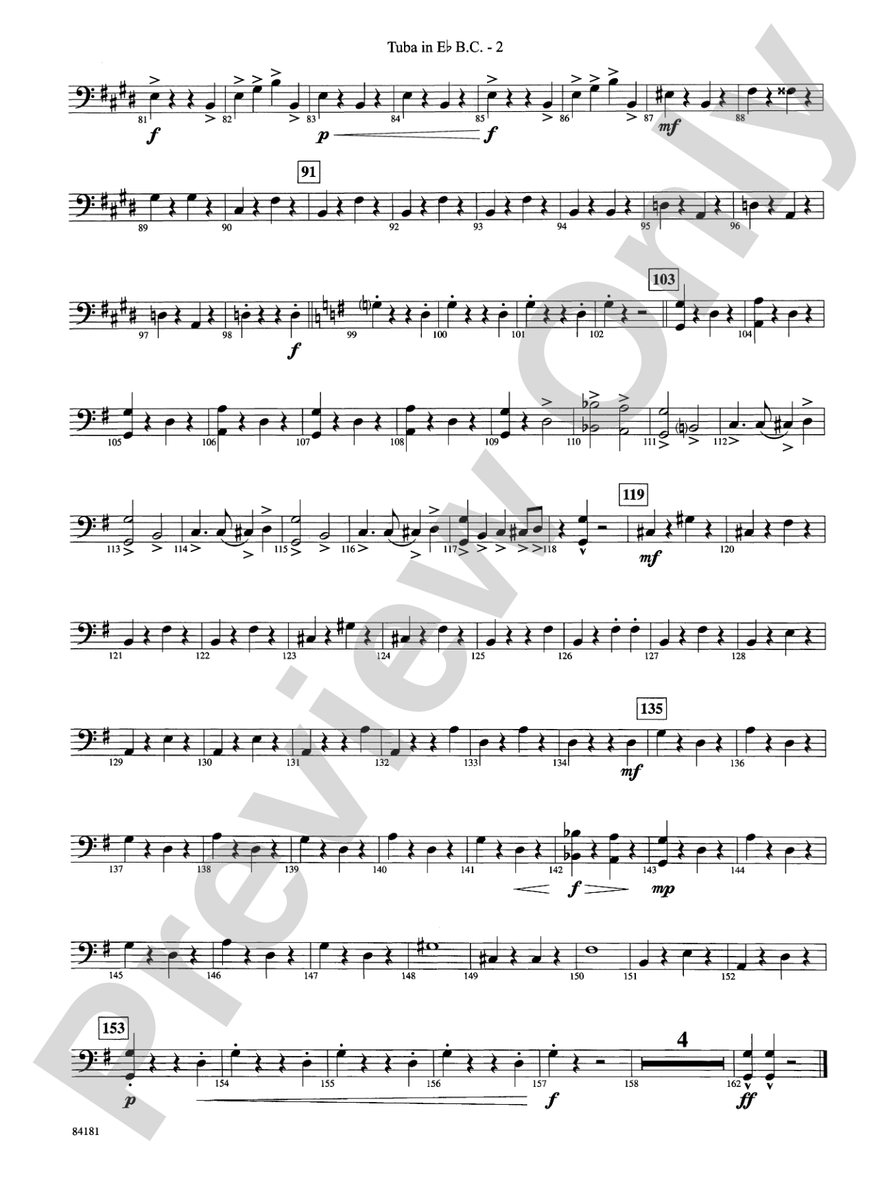 Sleigh Ride: (wp) E-flat Tuba B.C.