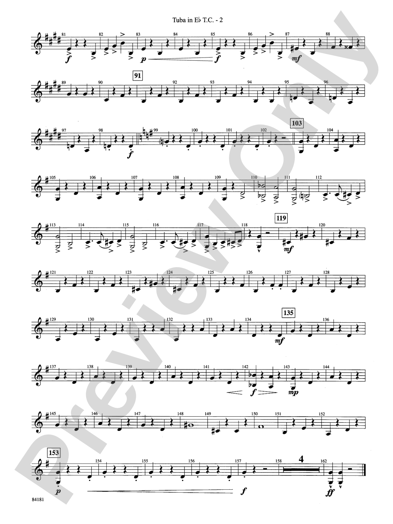 Sleigh Ride: (wp) E-flat Tuba T.C.