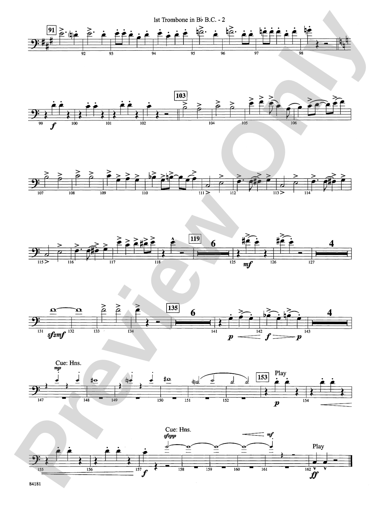 Sleigh Ride: (wp) 1st B-flat Trombone B.C.