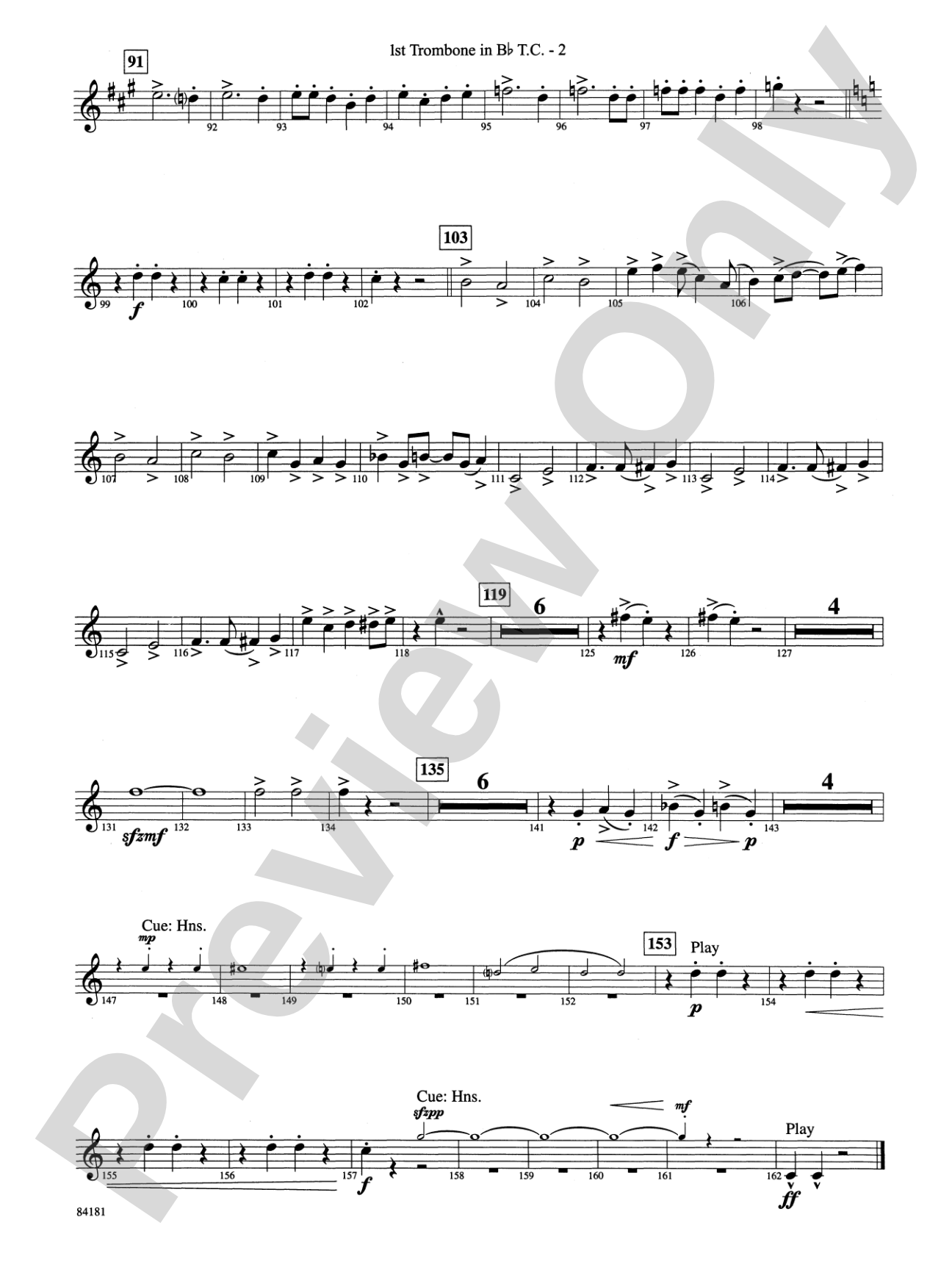 Sleigh Ride: (wp) 1st B-flat Trombone T.C.