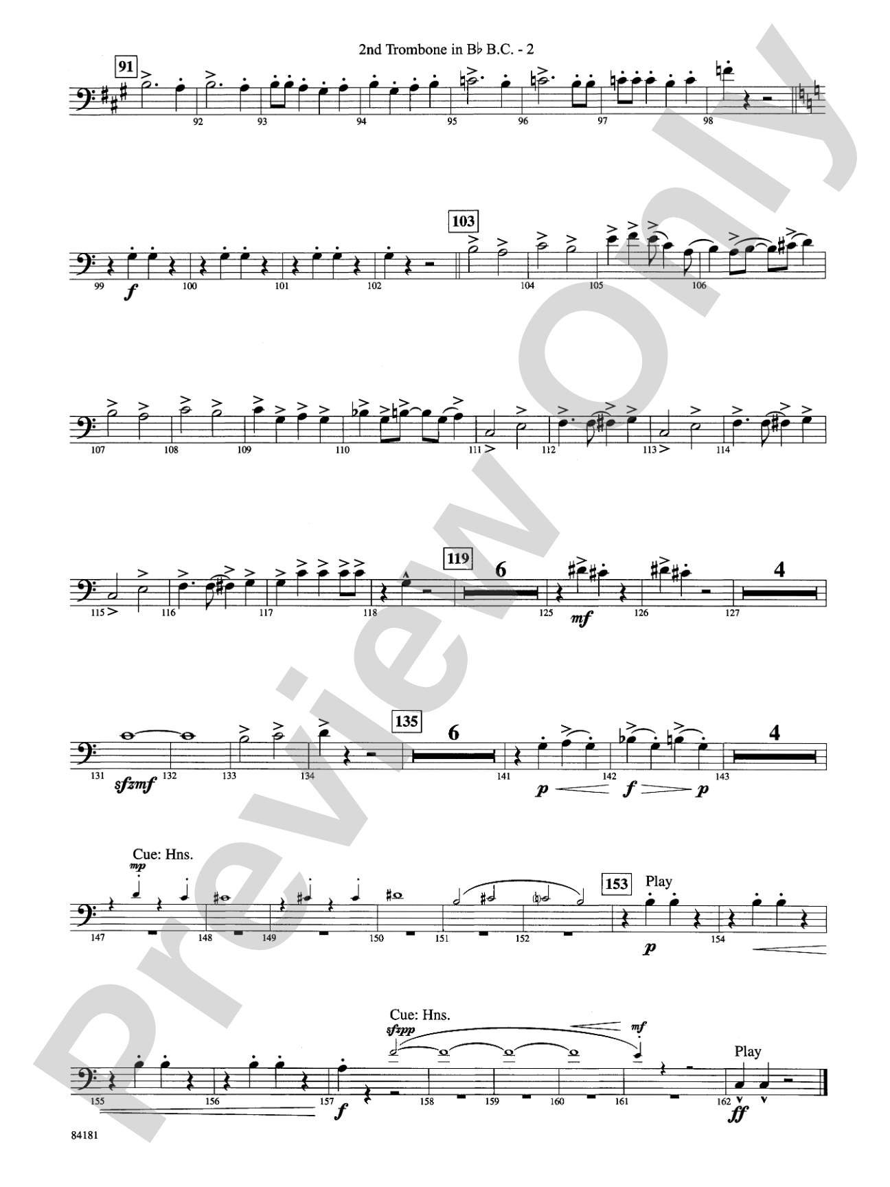 Sleigh Ride: (wp) 2nd B-flat Trombone B.C.