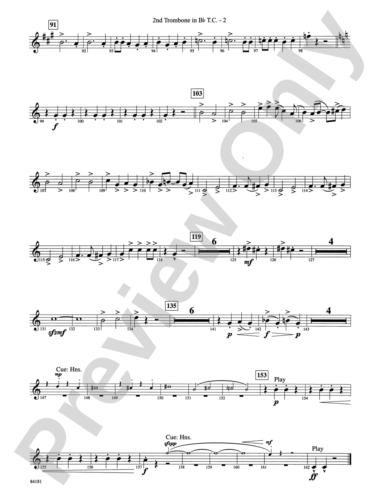 Sleigh Ride: (wp) 2nd B-flat Trombone T.C.