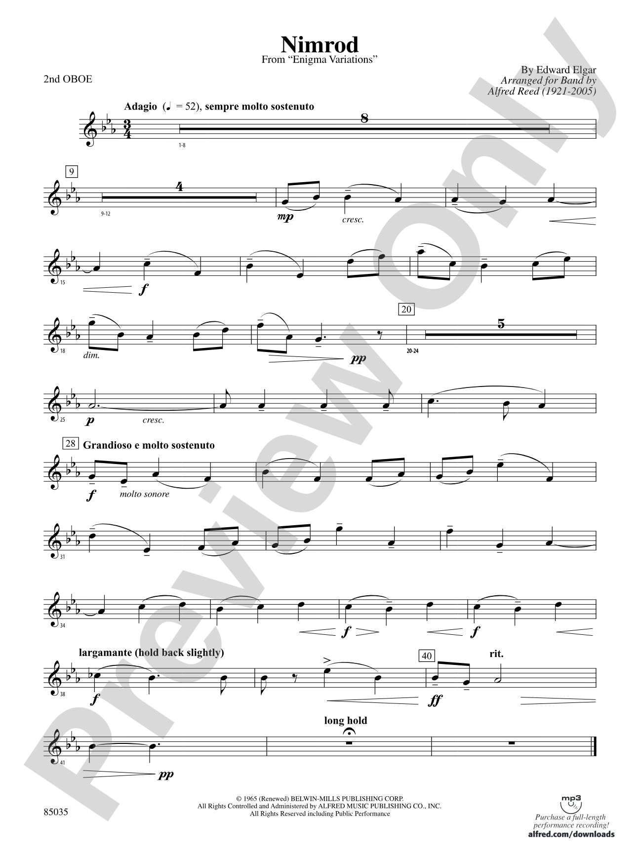 Nimrod (from Elgar's Variations): 2nd Oboe