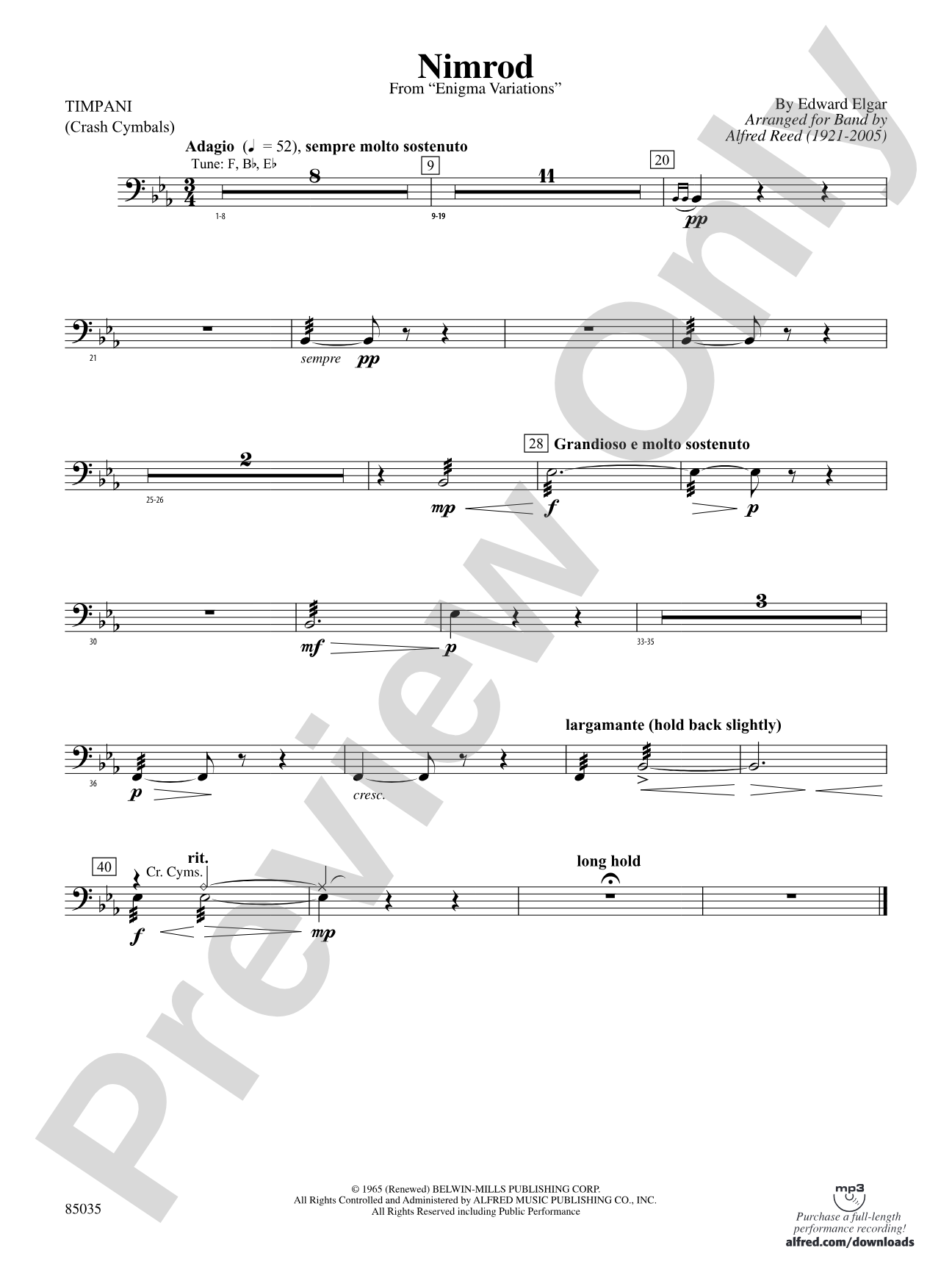 Nimrod (from Elgar's Variations): Timpani
