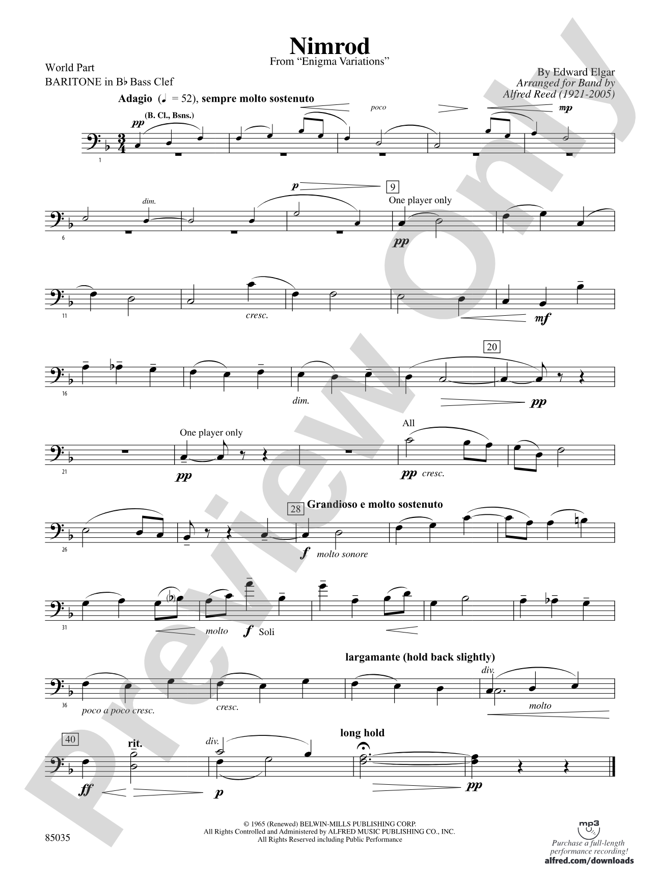Nimrod (from Elgar's Variations): (wp) B-flat Baritone B.C.