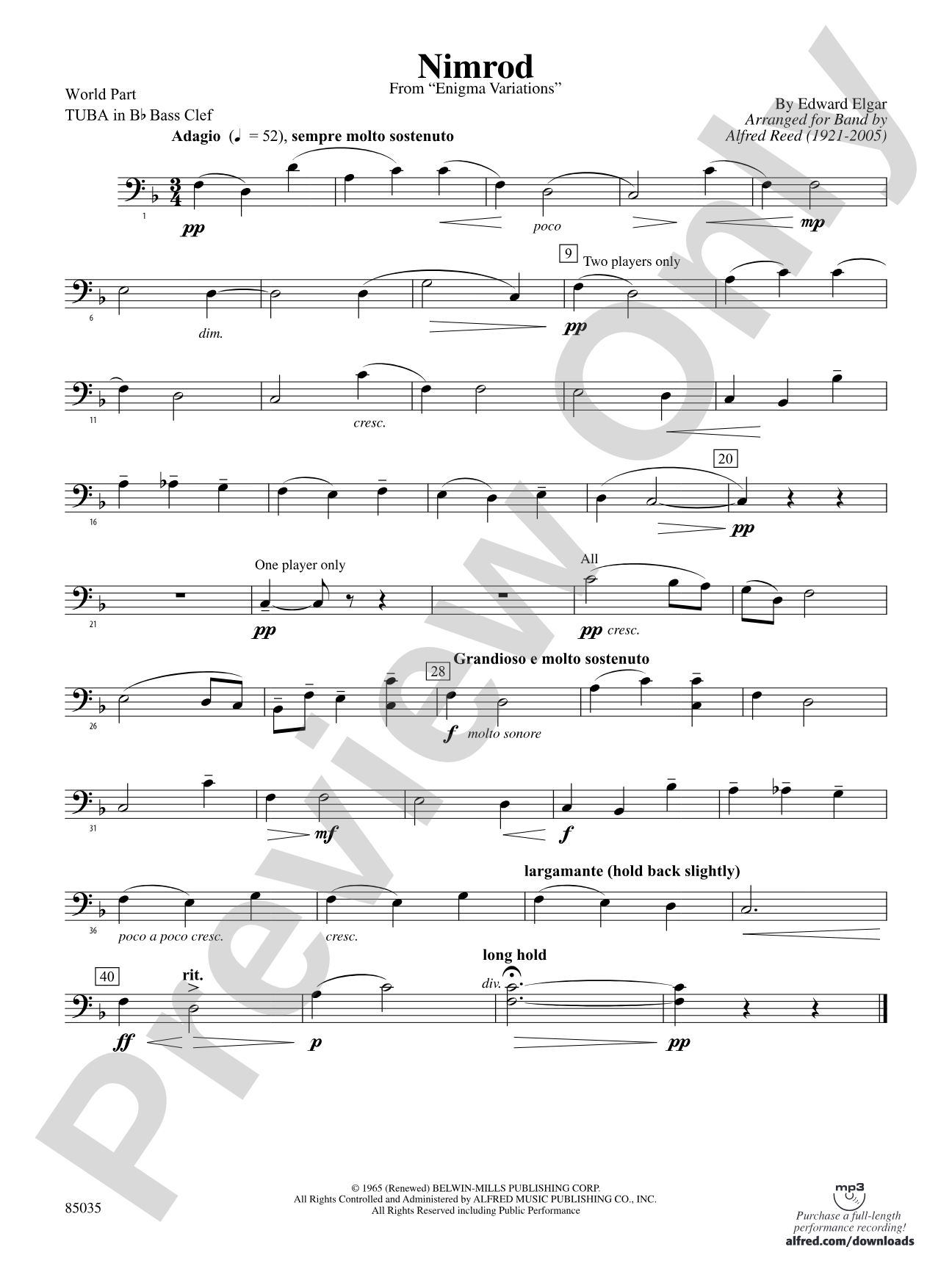 Nimrod (from Elgar's Variations): (wp) B-flat Tuba B.C.