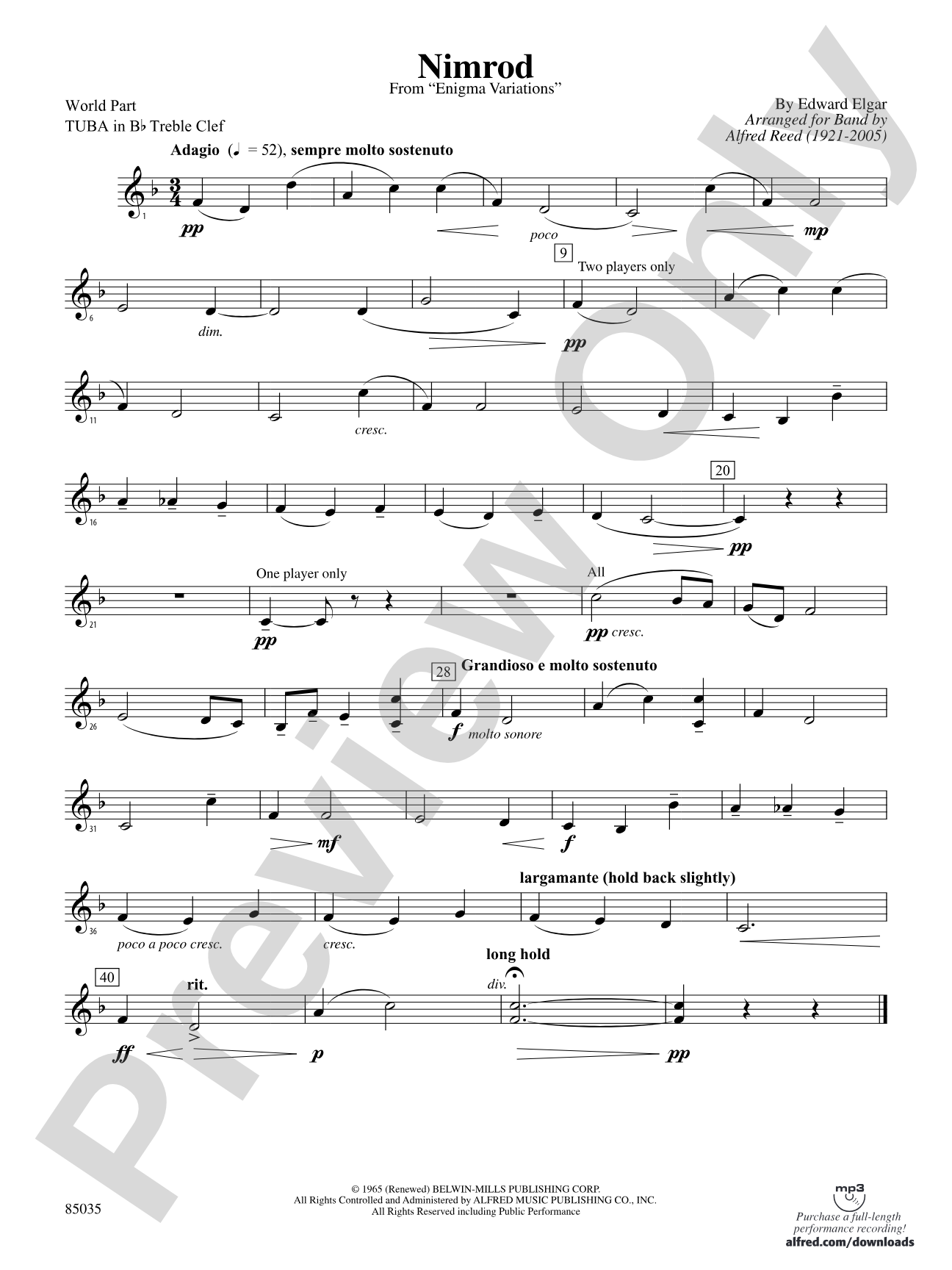 Nimrod (from Elgar's Variations): (wp) B-flat Tuba T.C.