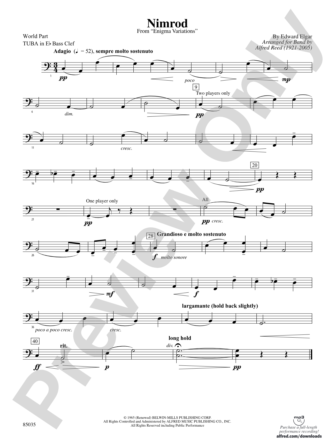 Nimrod (from Elgar's Variations): (wp) E-flat Tuba B.C.