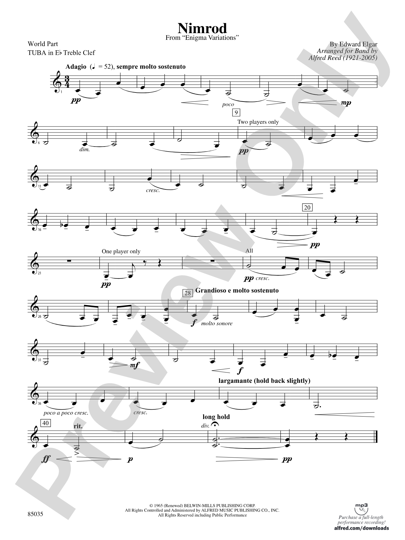 Nimrod (from Elgar's Variations): (wp) E-flat Tuba T.C.