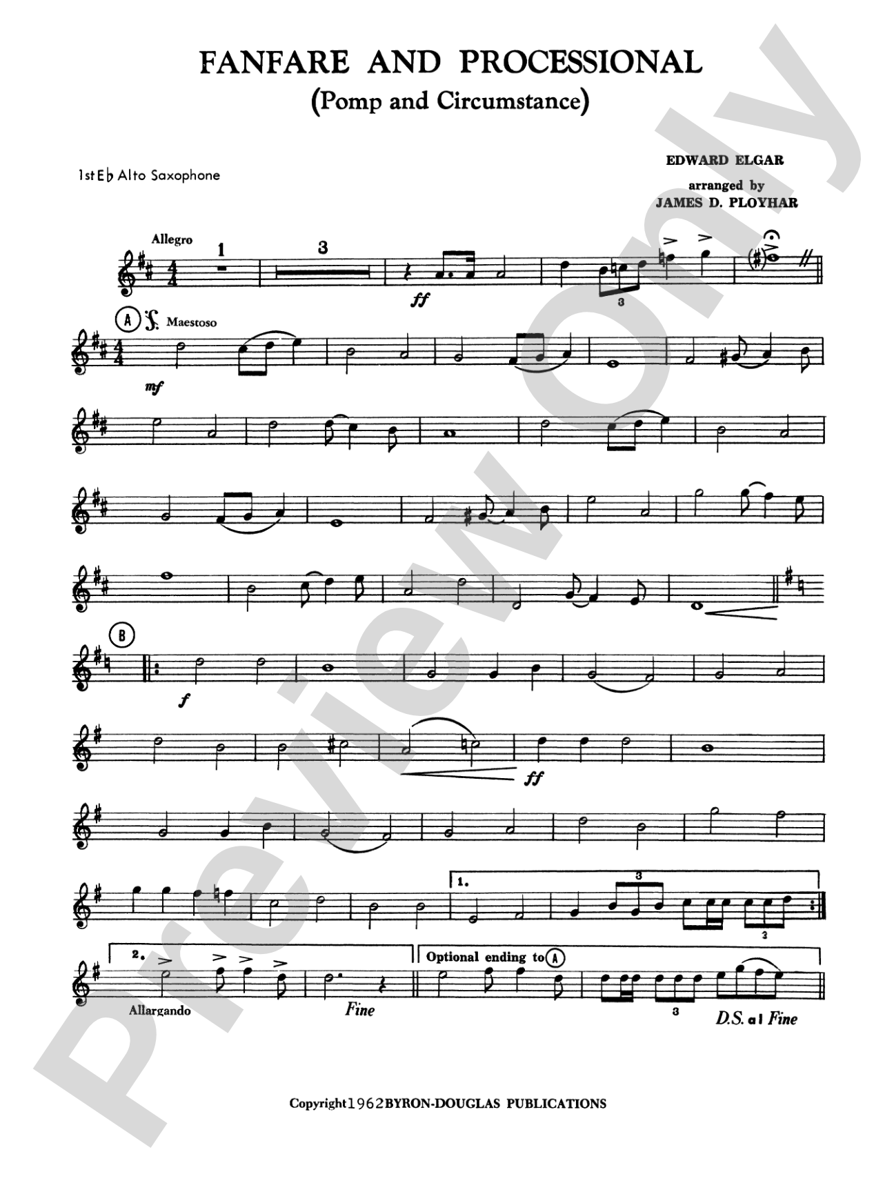 Fanfare, Processional and Recessional: E-flat Alto Saxophone