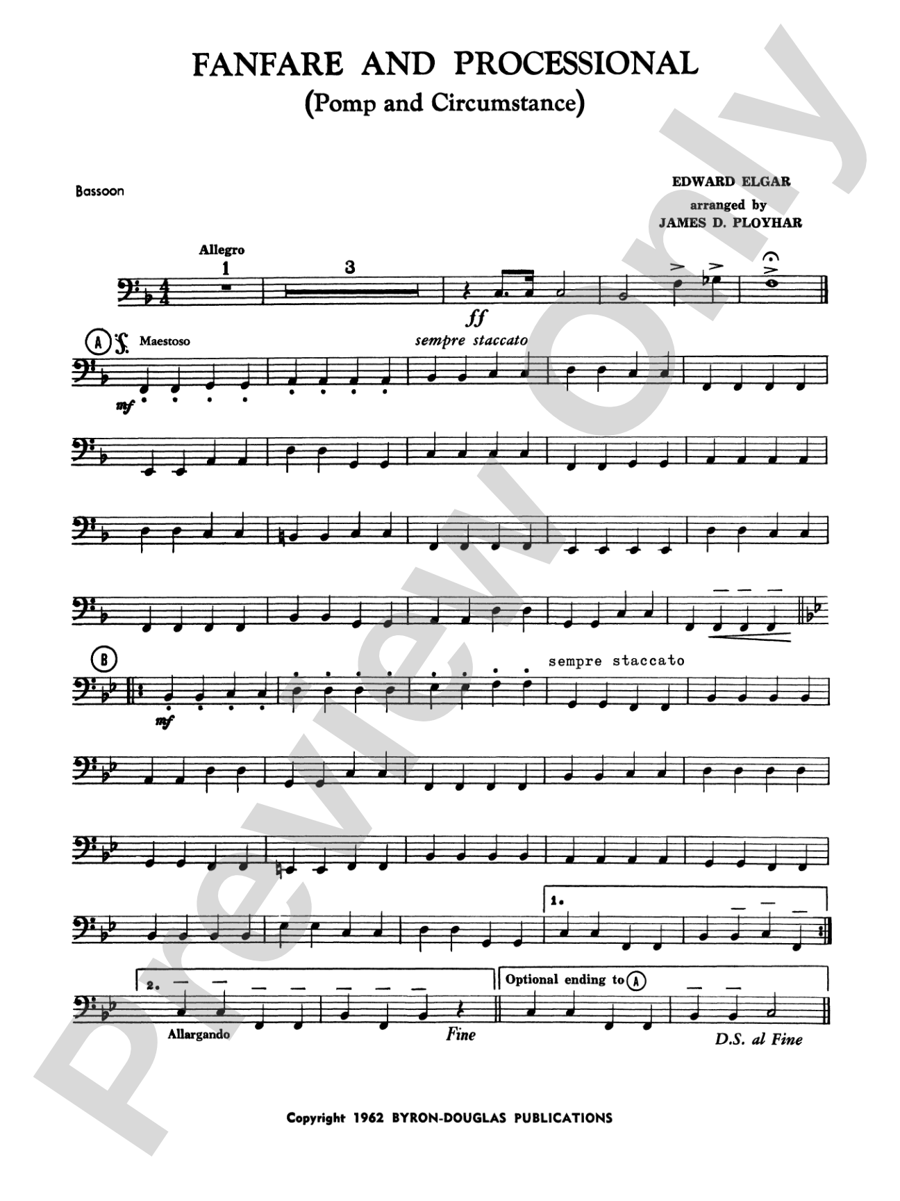 Fanfare, Processional and Recessional: Bassoon