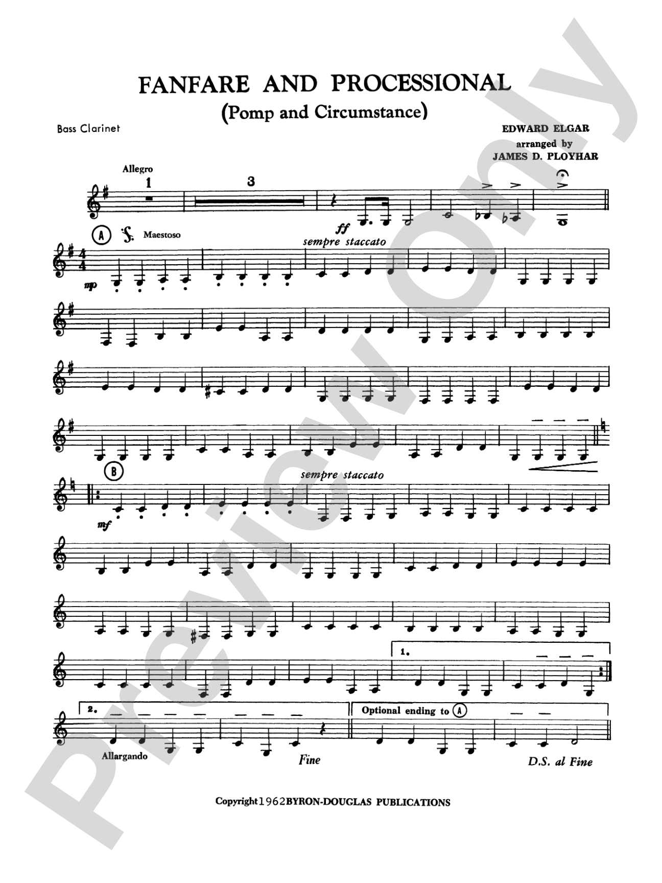 Fanfare, Processional and Recessional: B-flat Bass Clarinet